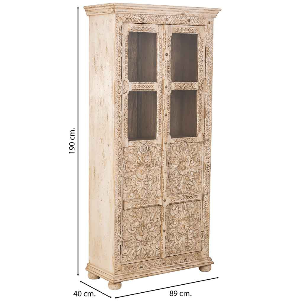 VITRINA DALIAN ARTESANAL BEIGE DE MADERA MACIZA image 2