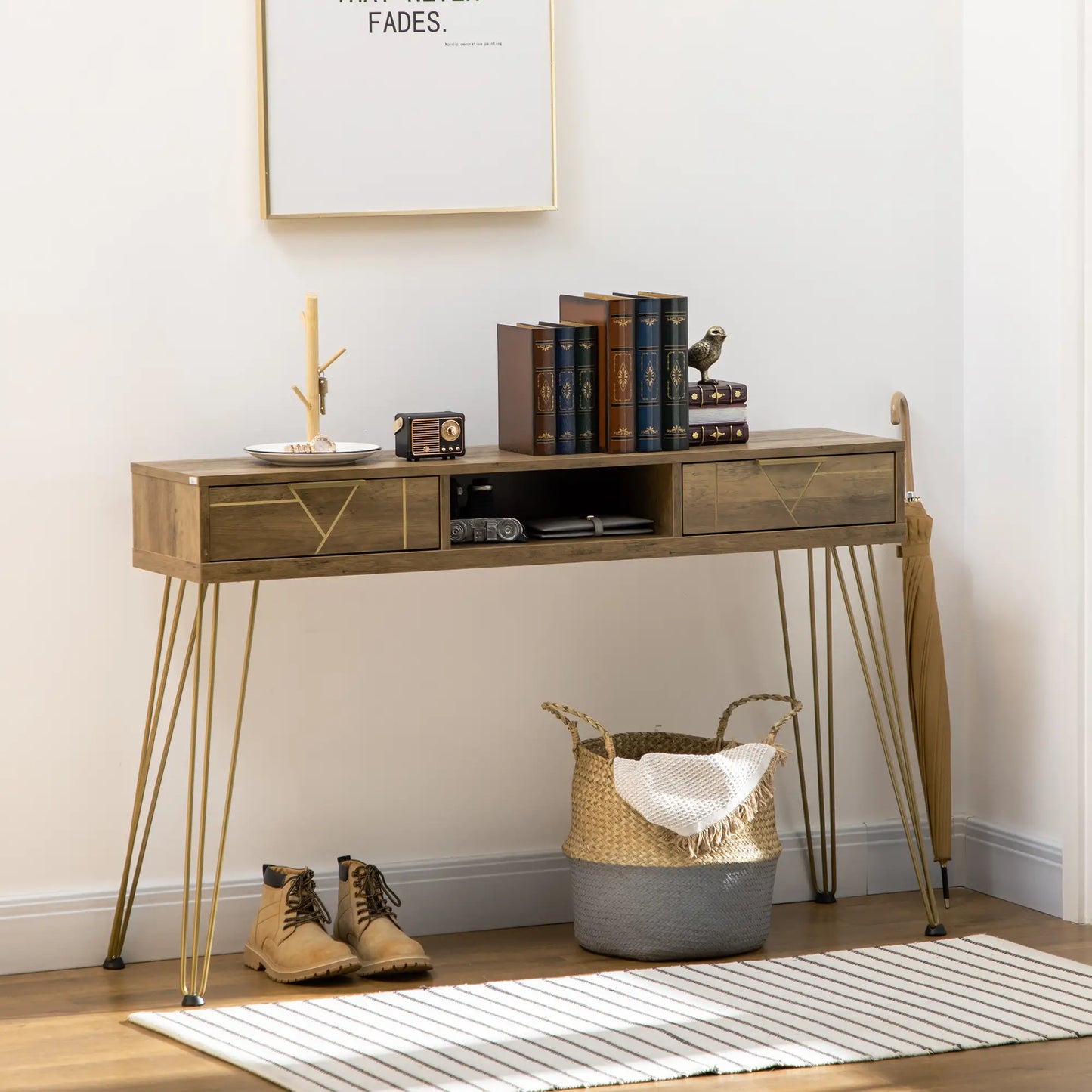 CONSOLA DE ENTRADA “BRONZE GEOMETRIC 2 DRAWERS” image 0