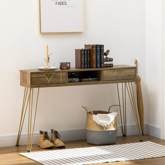 CONSOLA DE ENTRADA “BRONZE GEOMETRIC 2 DRAWERS” image 0