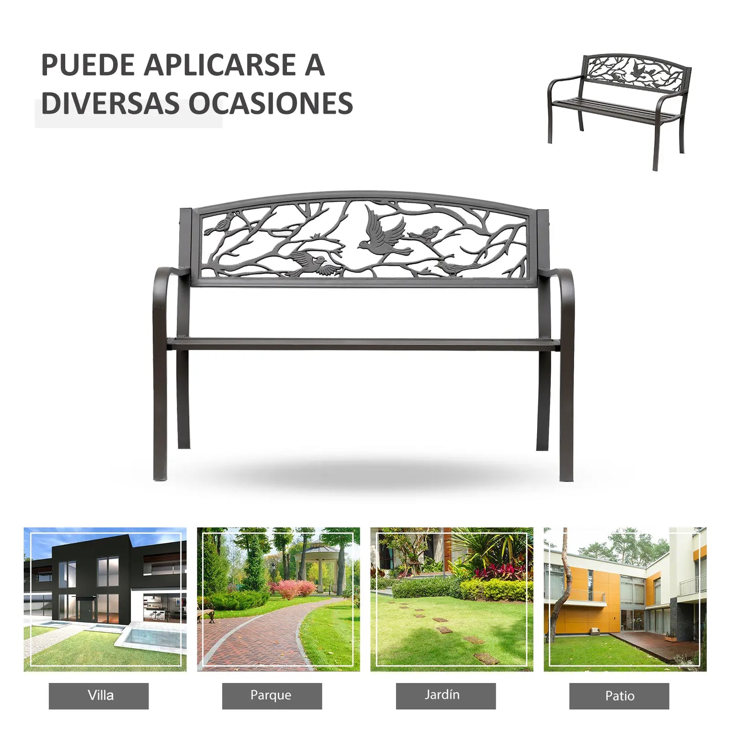 🌿 Banco de Jardín Modelo Bird Garden 2 Plazas Acero Diseño Decorativo
