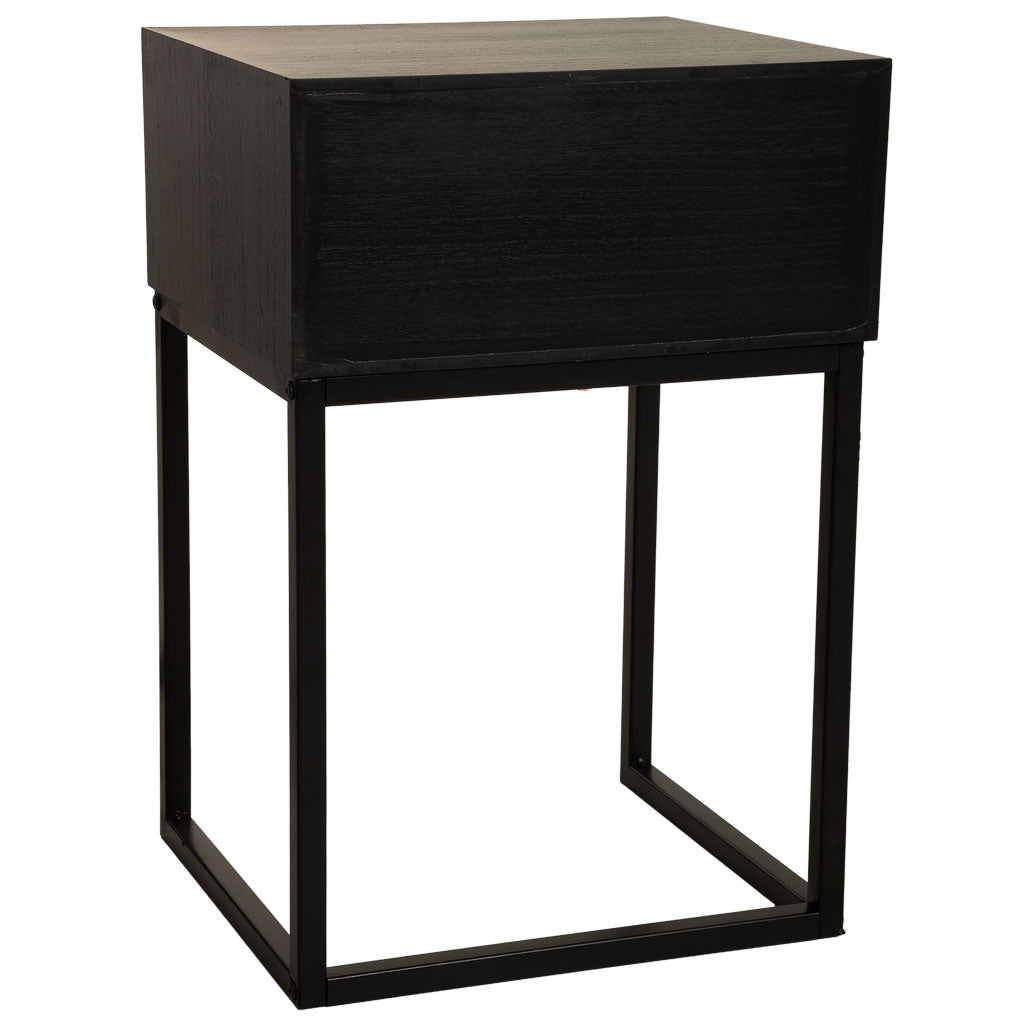 MESITA DE NOCHE TAKI DE MADERA RECUPERADA NEGRA 1 CAJÓN image 7