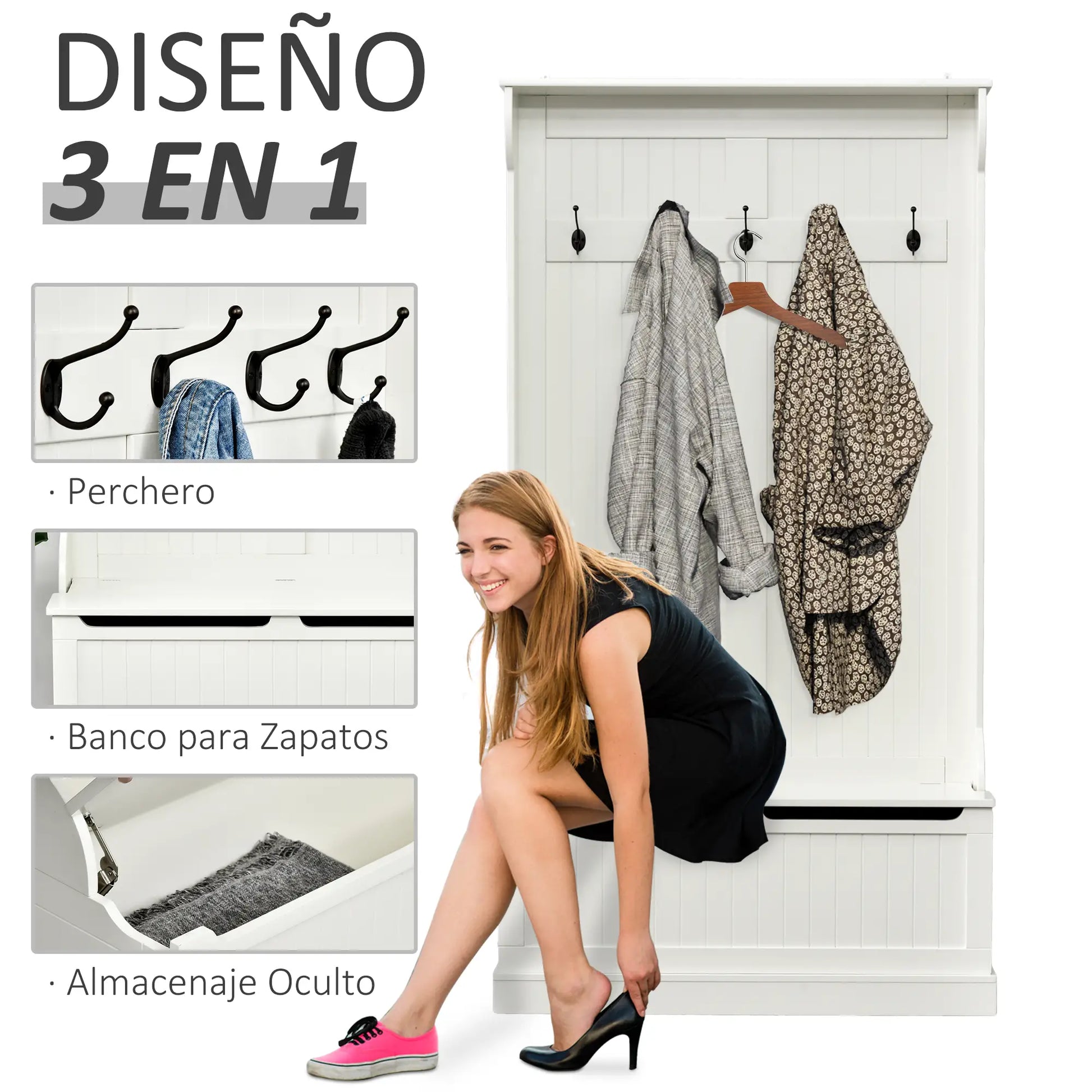 PERCHERO MARFIL HALL&BENCH 3 EN 1 image 4