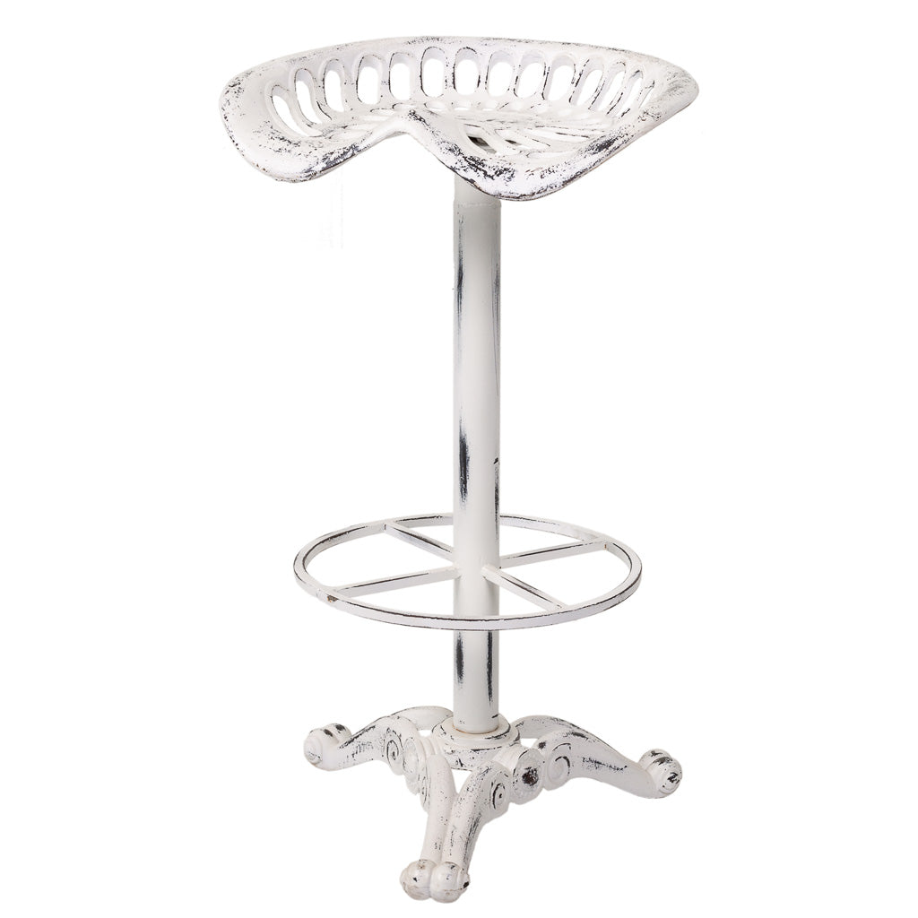 TABURETE DE MADERA Y METAL BLANCO image 4