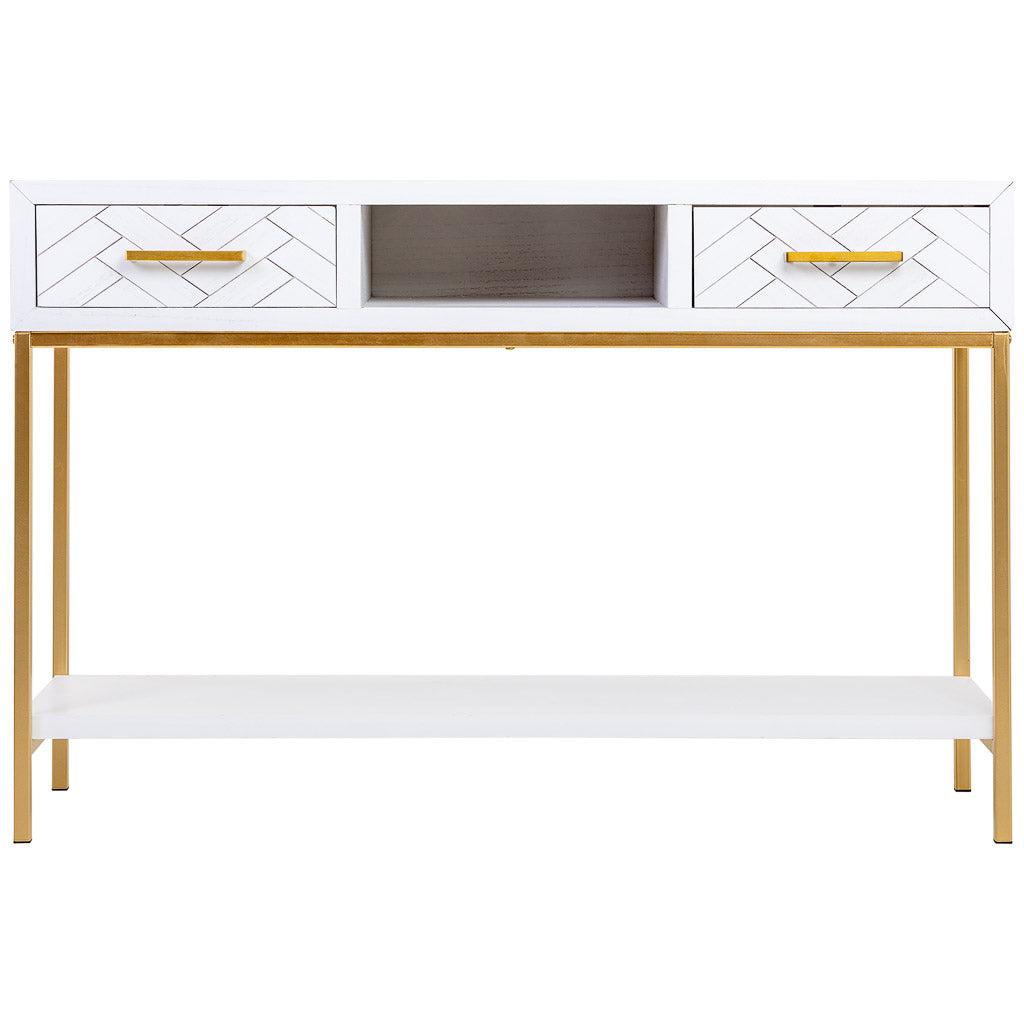 RECIBIDOR MARTA BLANCO CON 2 CAJONES DE MADERA Y METAL image 3