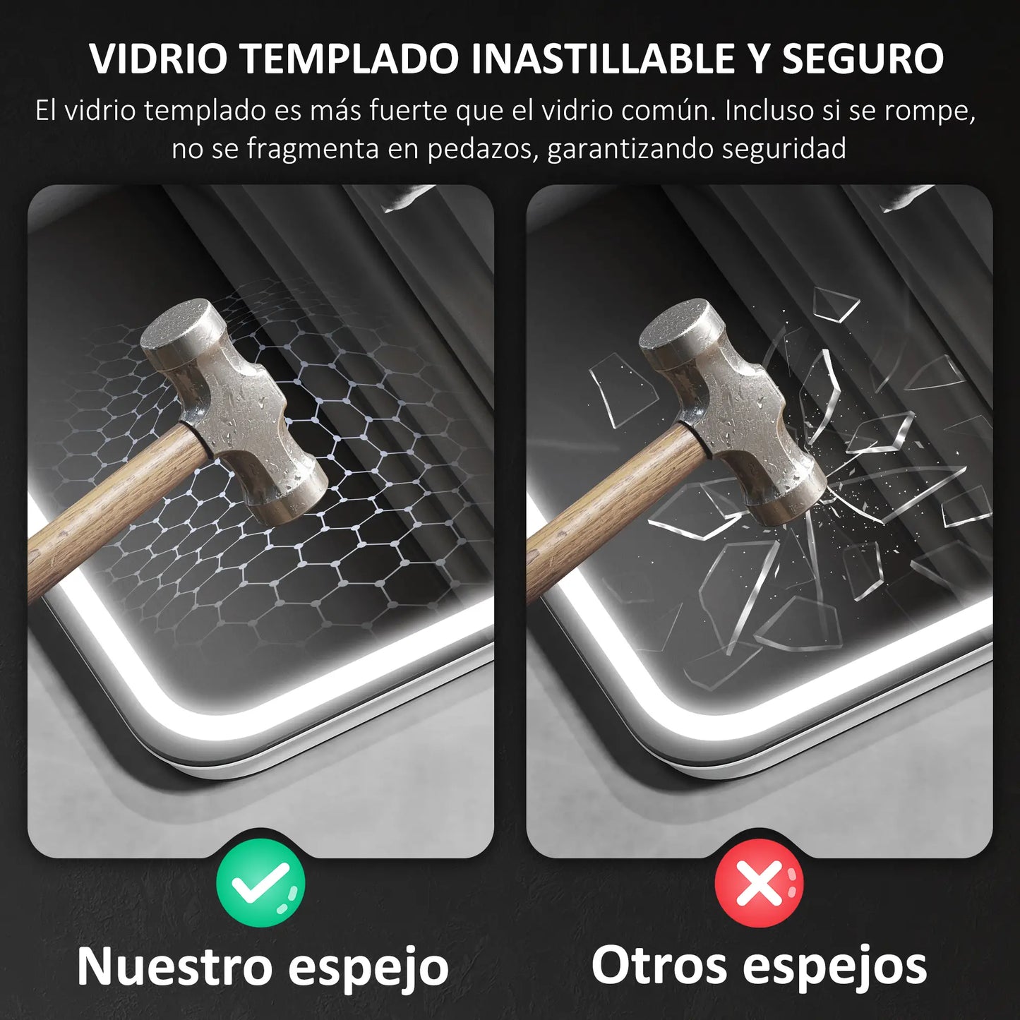 ESPEJO DE BAÑO LED AURIX SOUND 70X50 CON BLUETOOTH, RELOJ Y ANTIVAHO image 5