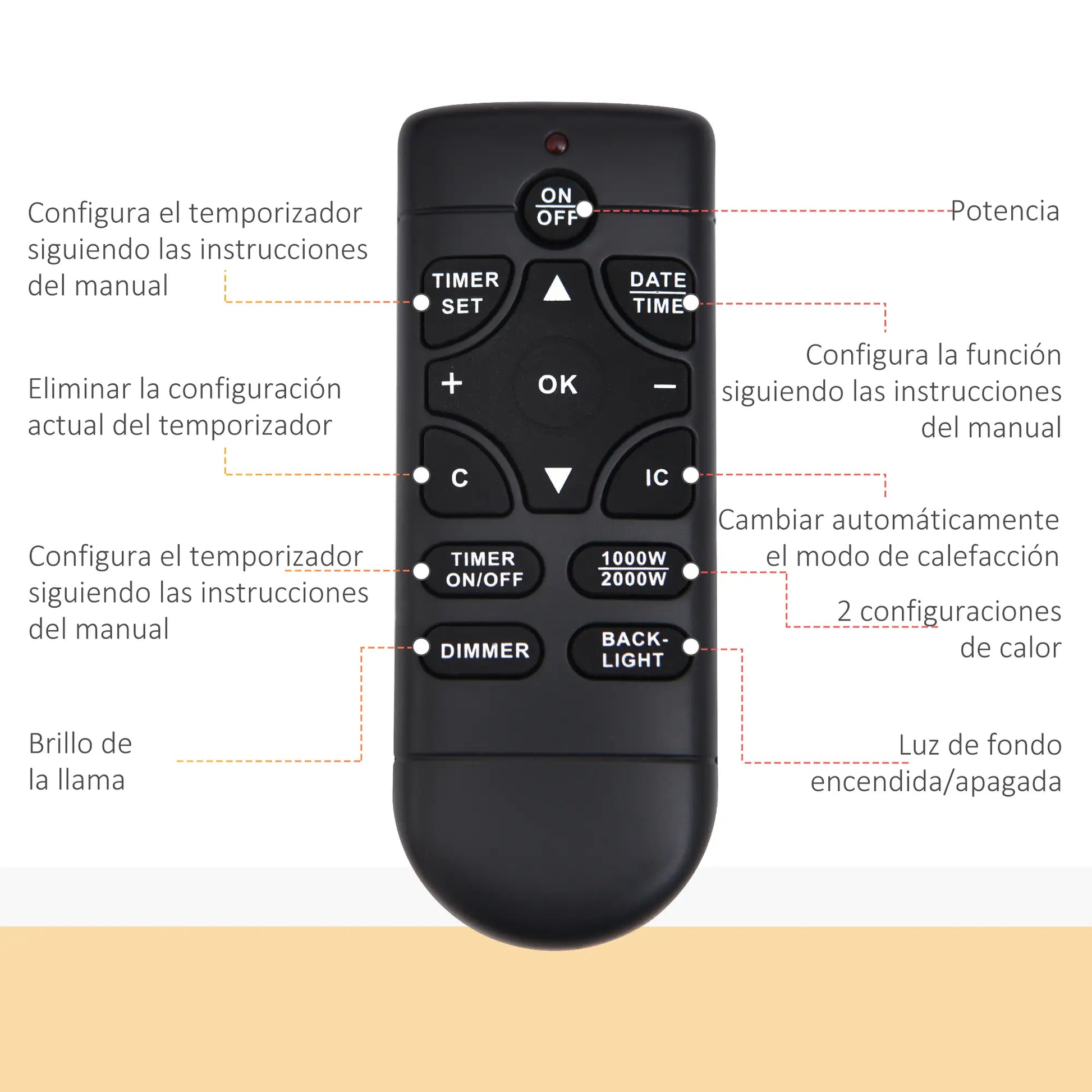 CHIMENEA ELÉCTRICA WALLFIRE LUX 2000W 89,2 CM NEGRO image 9