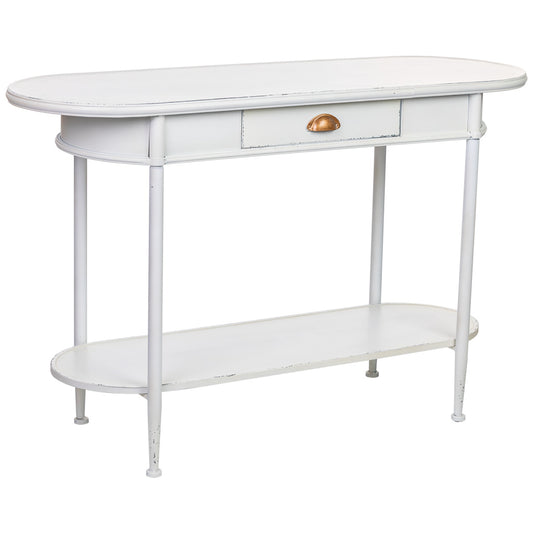 KIT RECIBIDOR ALKA DE METAL BLANCO ENVEJECIDO 1 CAJÓN + 1 BALDA image 0