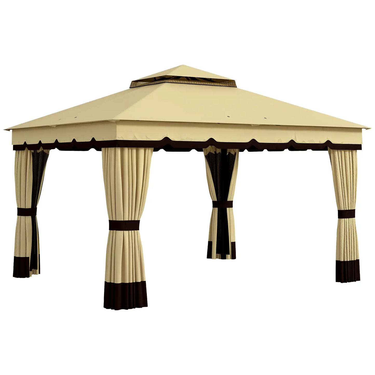 CENADOR DE JARDÍN AURORA BREEZE 3,7X3 CON CORTINAS Y MOSQUITERAS BEIGE image 6