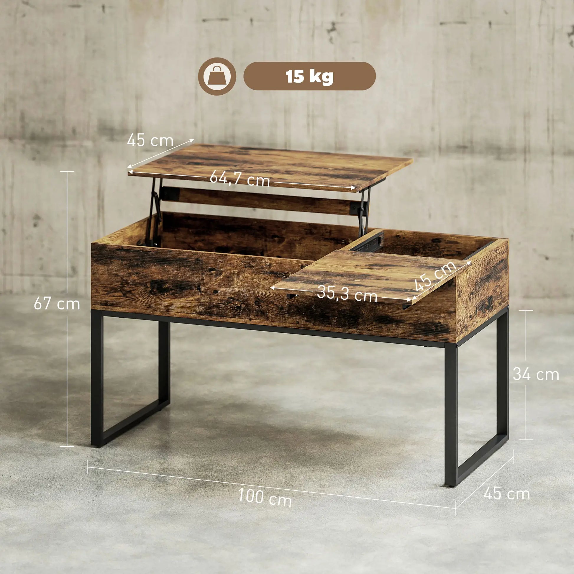 Mesa de Centro Elevable “DUAL LIFT & SLIDE RÚSTICA” image 9