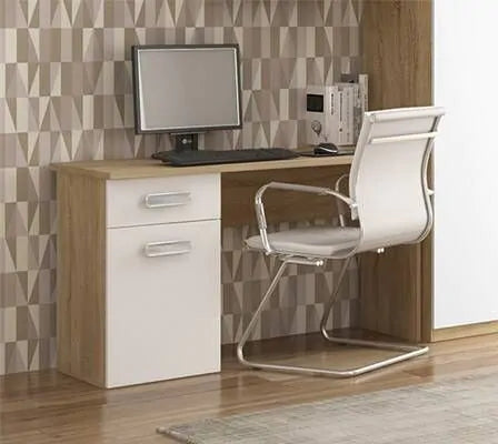 Mesa Estudio de 120 cm con Cajón y Puerta Cambrian/Blanco image 0