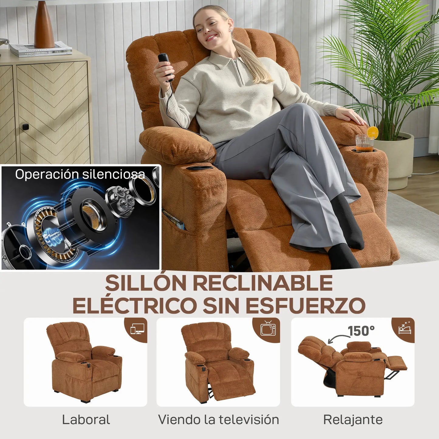 SILLÓN RELAX RECLINABLE ELÉCTRICO LUMERA CONFORT · MOTOR SILENCIOSO ·USB image 1