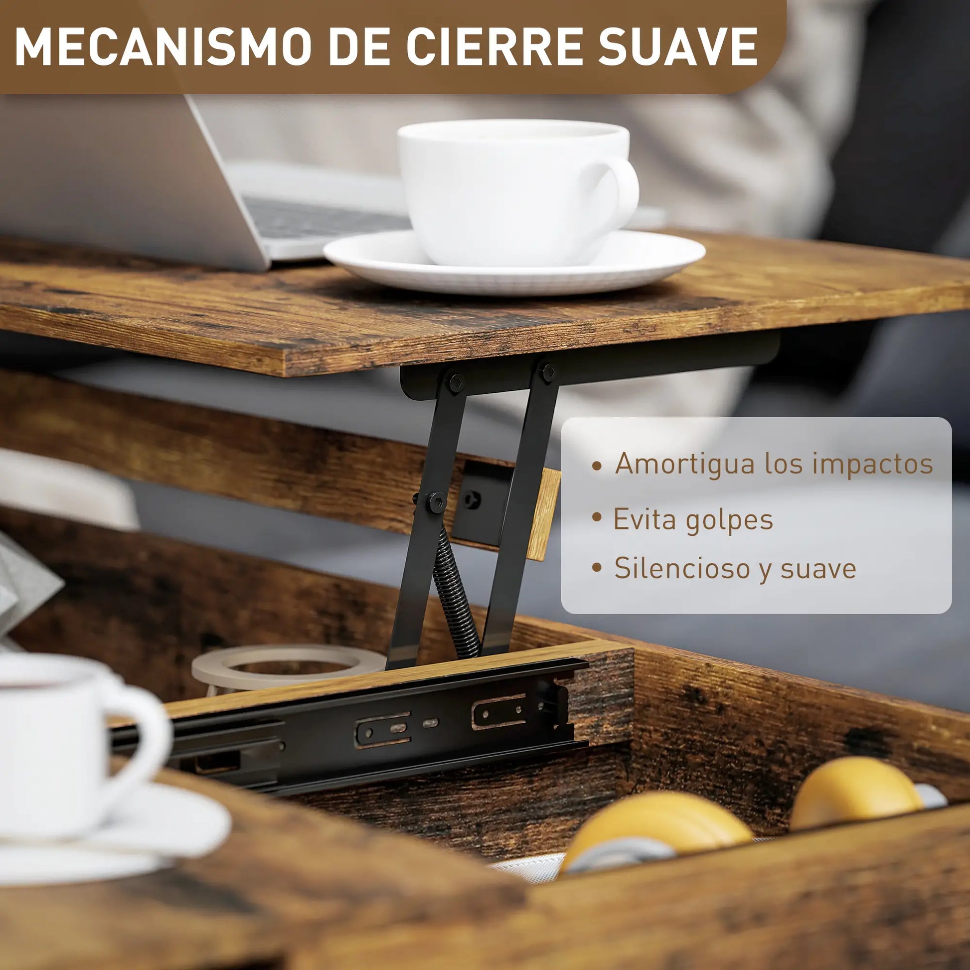 Mesa de Centro Elevable “DUAL LIFT & SLIDE RÚSTICA” image 5