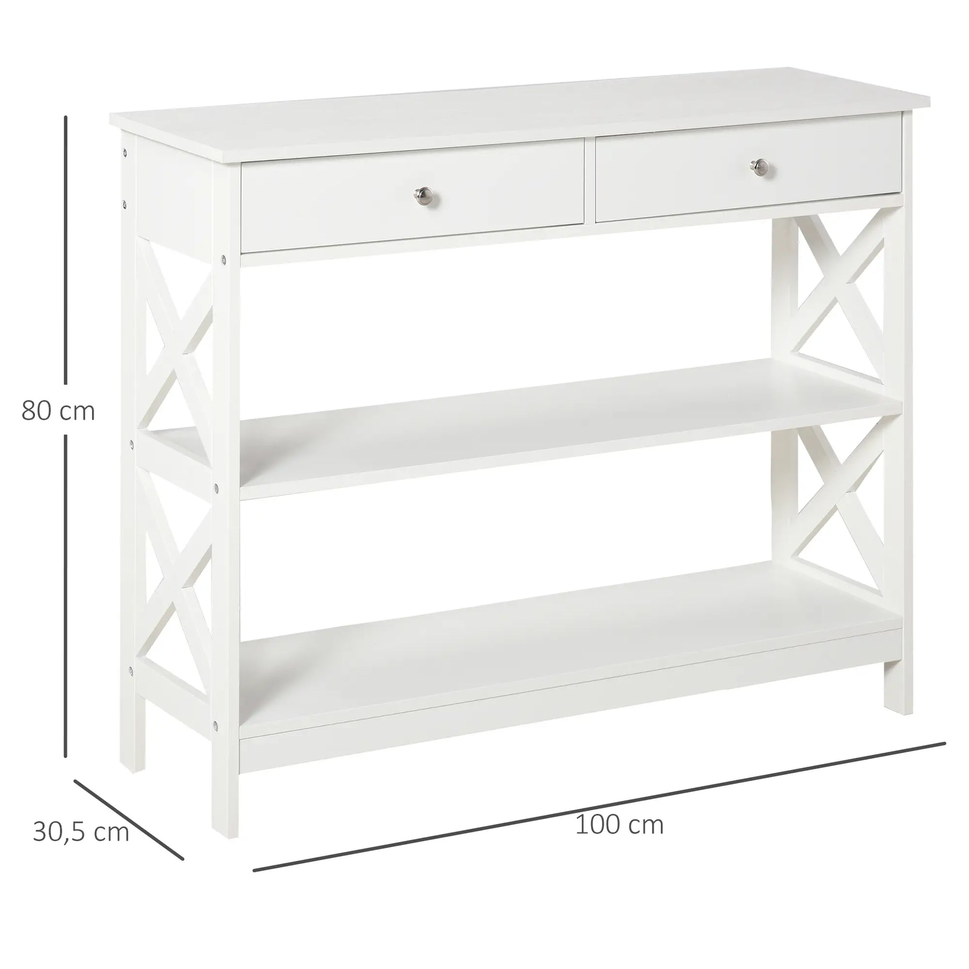 CONSOLA MODERNA BLANCA “X-LINE DOUBLE DRAWER” image 9