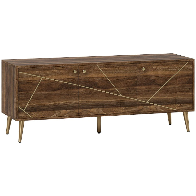 Mueble TV Moderno Marrón 130 cm con Patas Doradas image 3