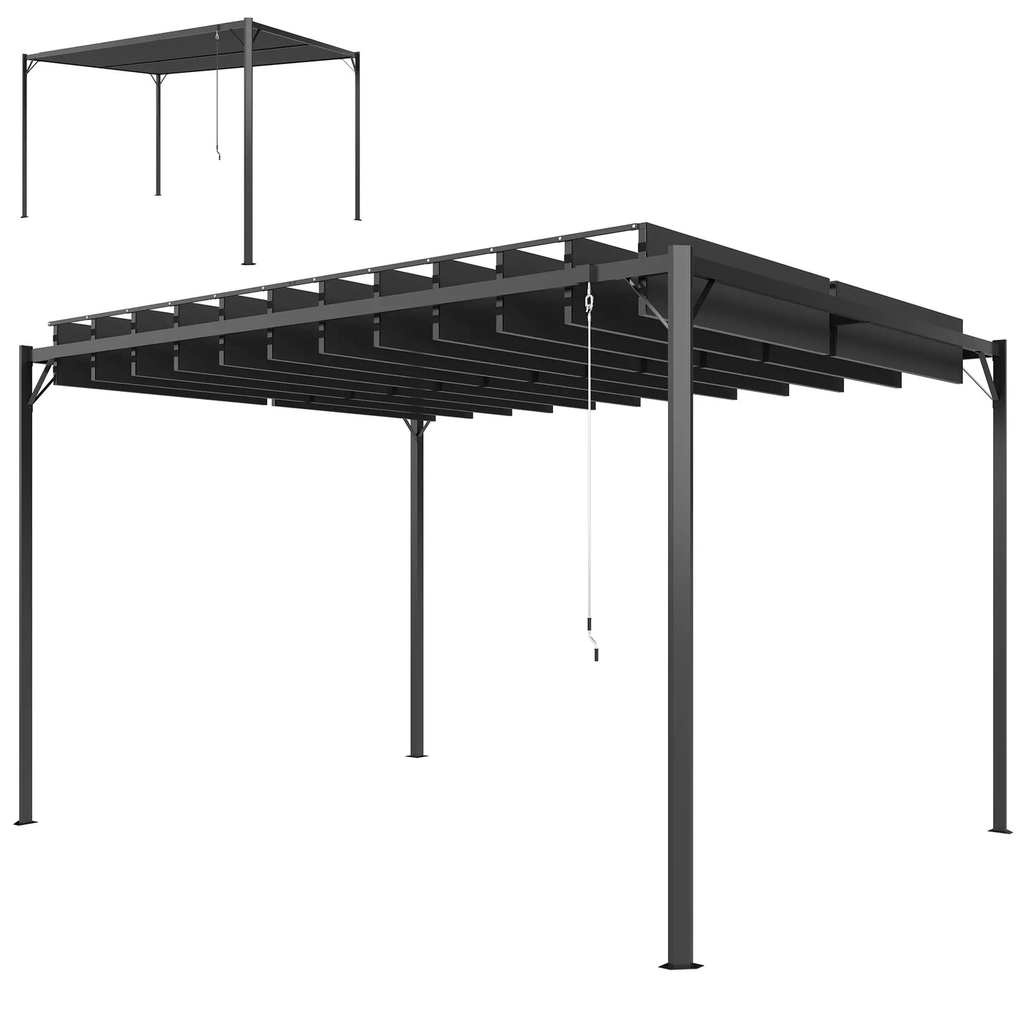 🌑 Pérgola VENTO 3x4 m Techo Ajustable Gris Oscuro