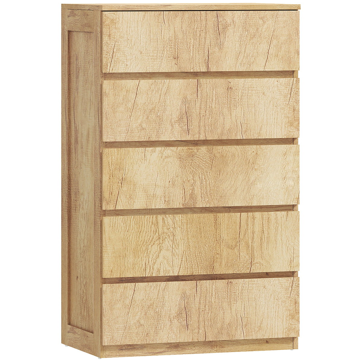 🌿 CÓMODA NATURA FIVE 5C – 5 CAJONES EN MADERA NATURAL SIN TIRADORES