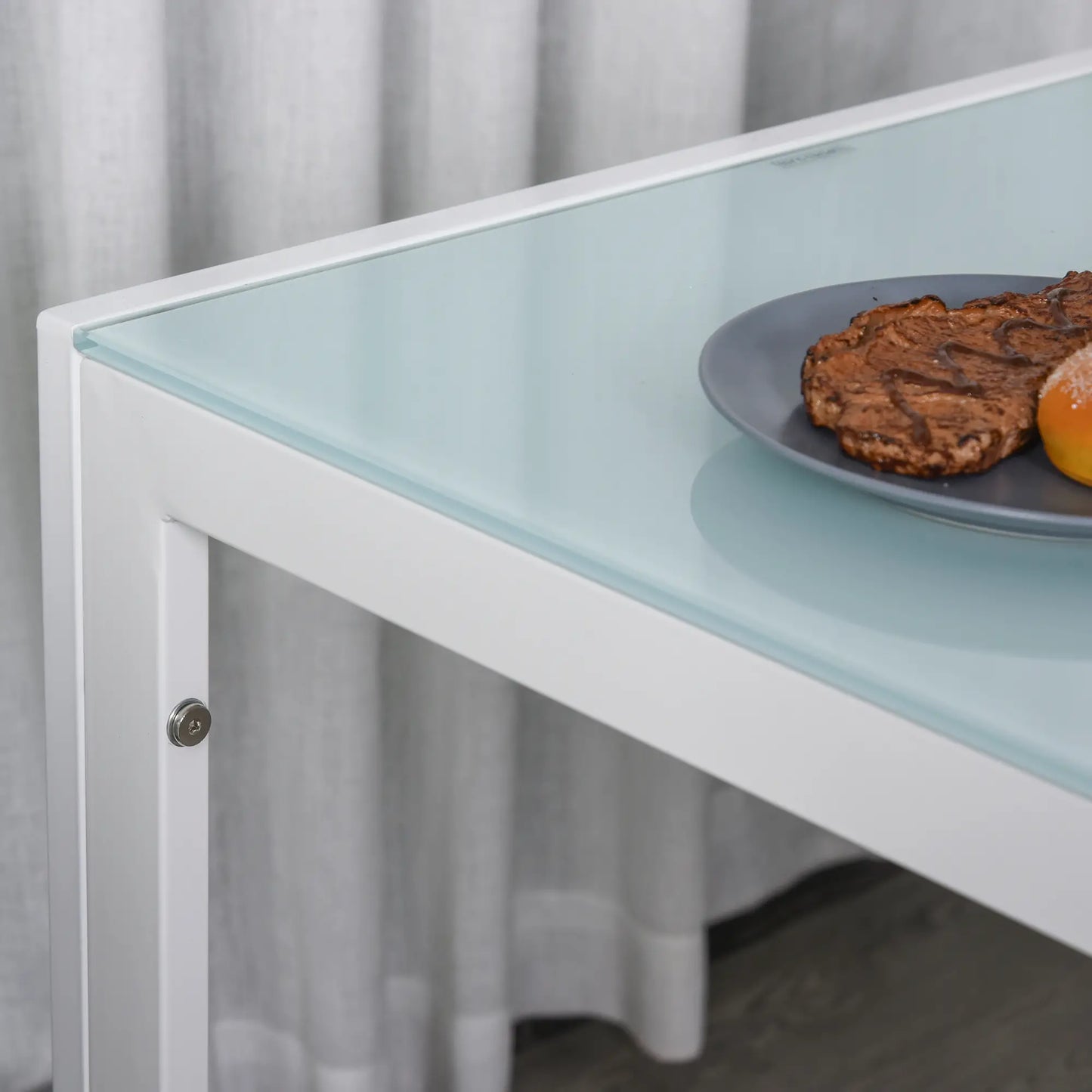 🤍 Conjunto de Comedor CRISTALIA 120 cm – Mesa Cristal + 4 Sillas Blancas