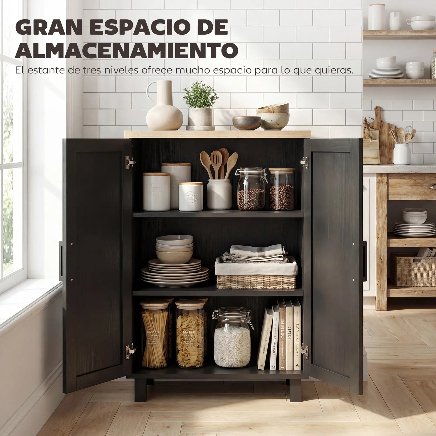 🗄️ MUEBLE AUXILIAR MODERNO 60 CM CON 2 PUERTAS Y ESTANTE AJUSTABLE – BLANCO O NEGRO