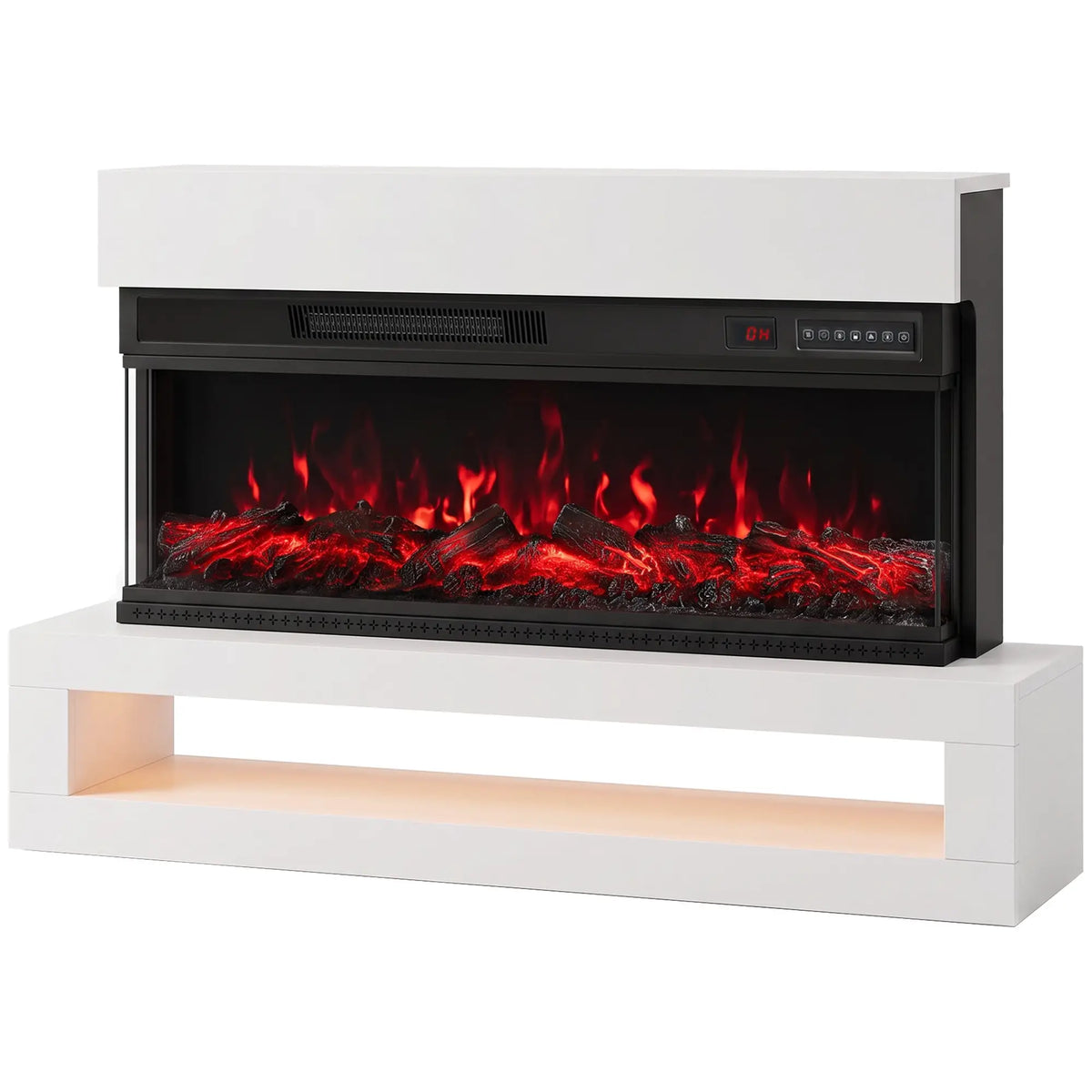 🔥 CHIMENEA ELÉCTRICA PANORAMIC FLAME 110 – BLANCA CON LLAMAS 3D, MUEBLE TV Y LUZ LED