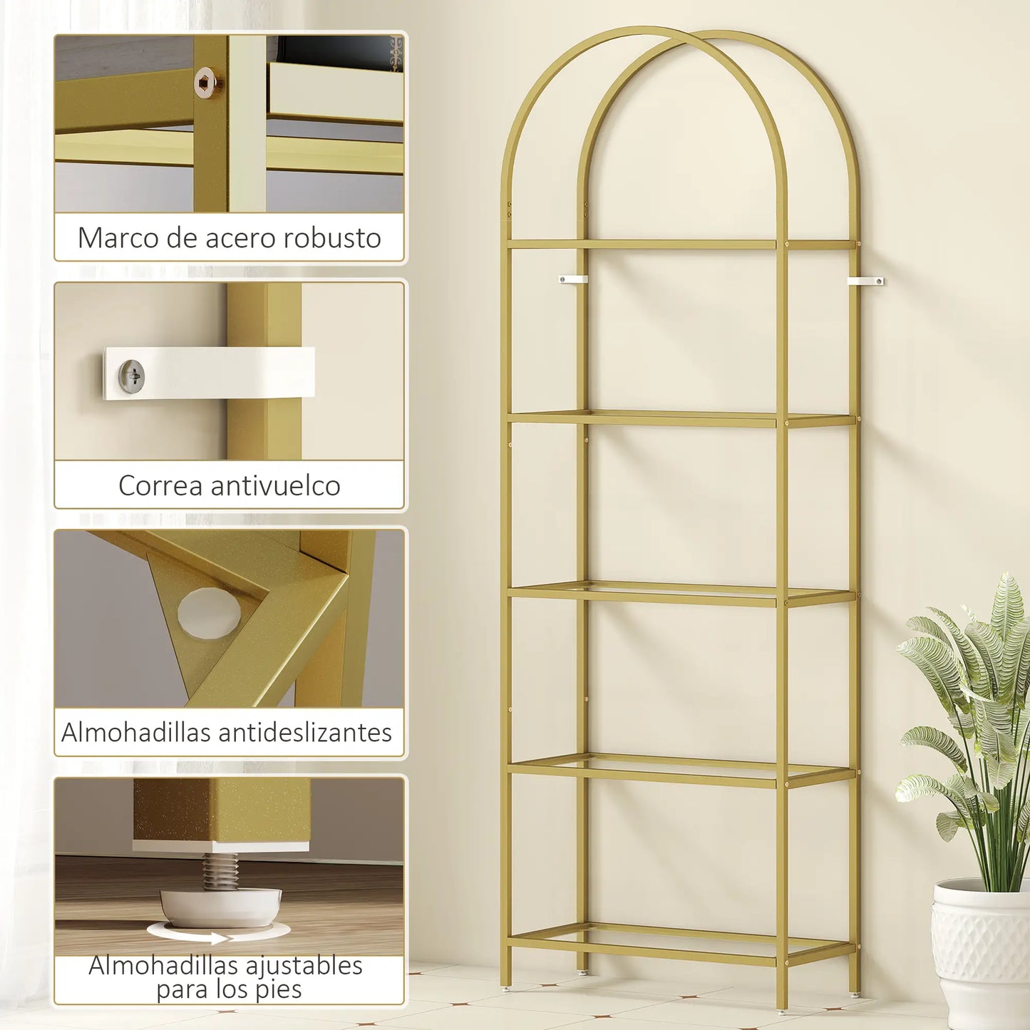 ✨ Librería Modelo AUREA – Elegancia en Cristal y Dorado