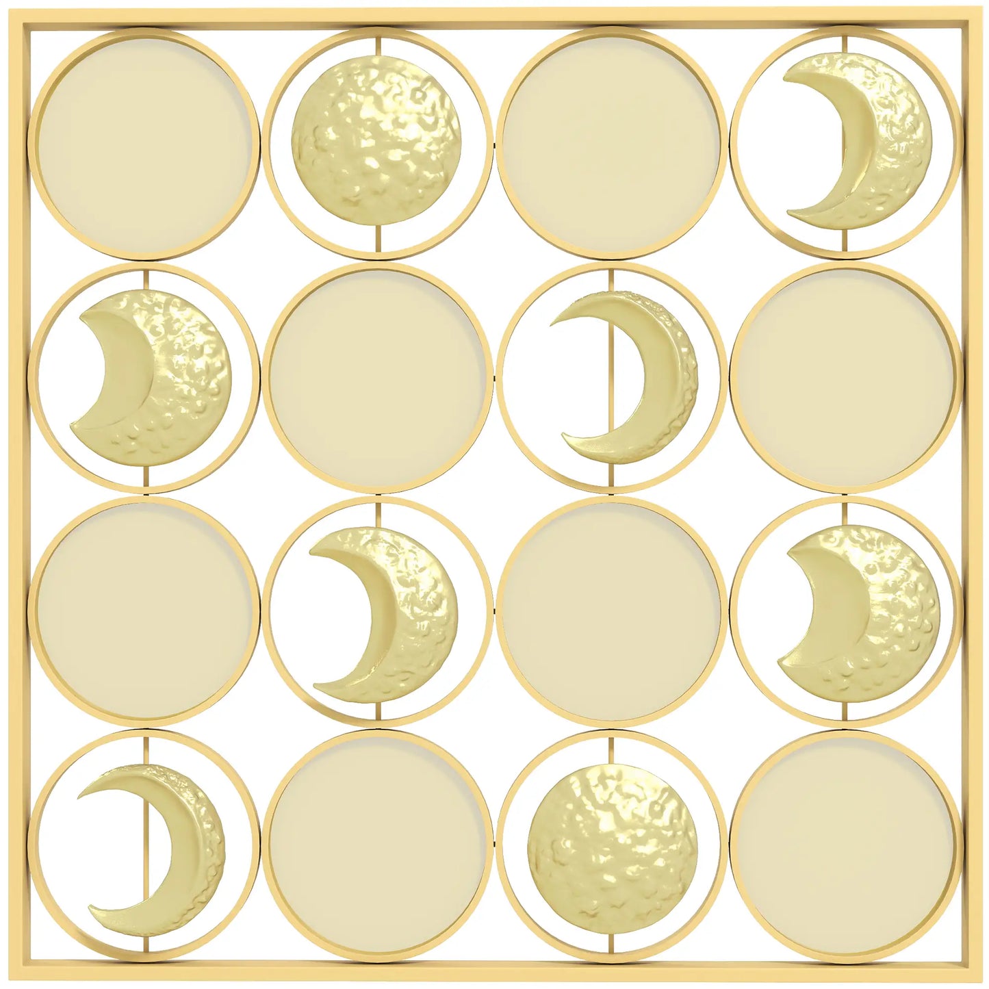 🌙 CUADRO DECORATIVO DE METAL FASES LUNARES – DECORACIÓN DE PARED DORADA 67,9 × 67,9 CM