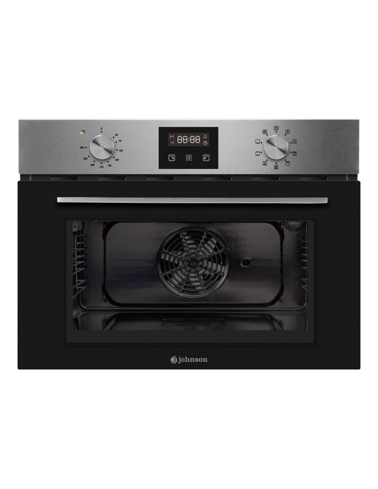🔥 Horno Multifunción Johnson JOR45X Compacto 45 cm Inox y Cristal Negro – 45L con 8 Funciones