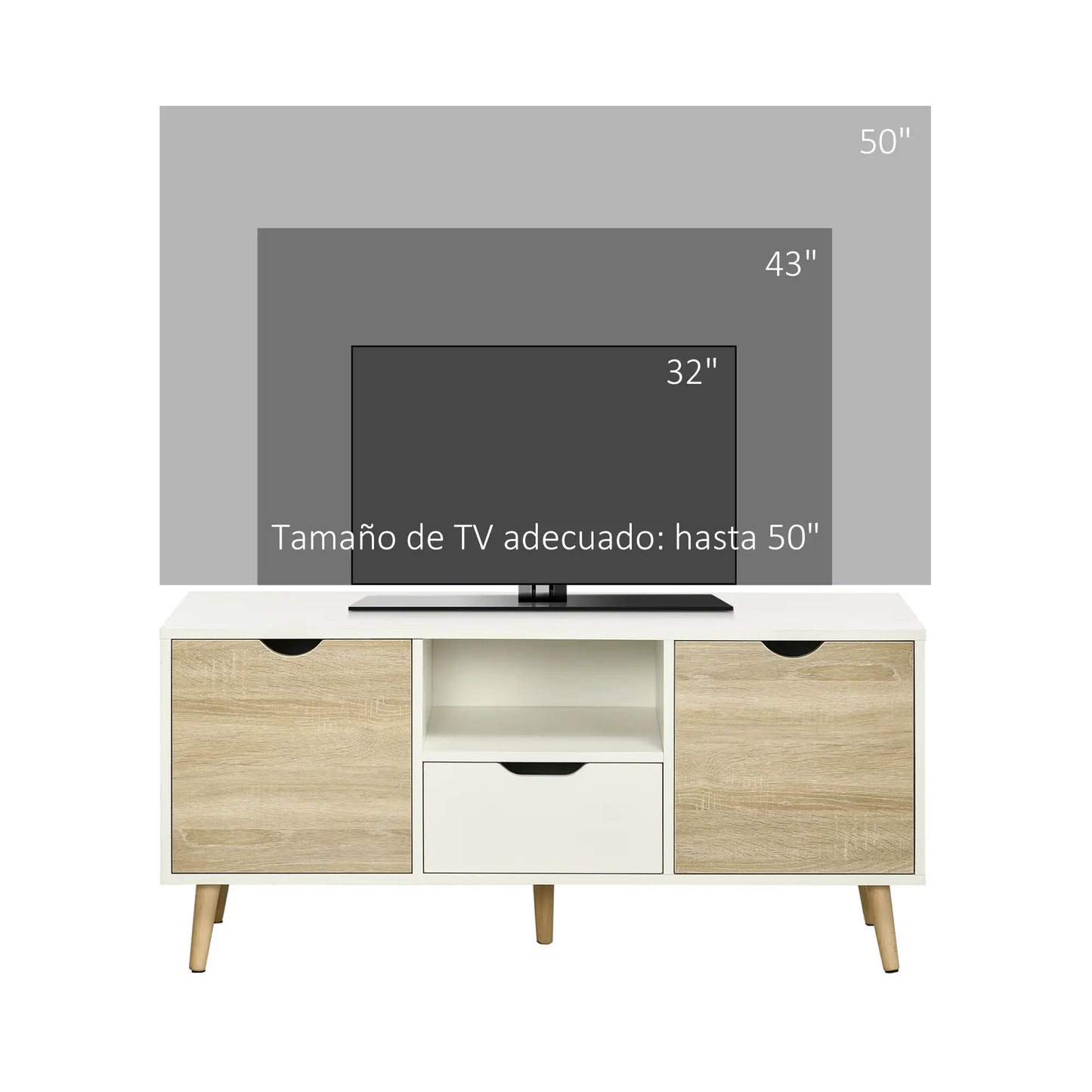 📺 MUEBLE TV “NORDIC BOX 110” – 2 PUERTAS + CAJÓN + HUECO ABIERTO · HASTA 50" · 2 COLORES