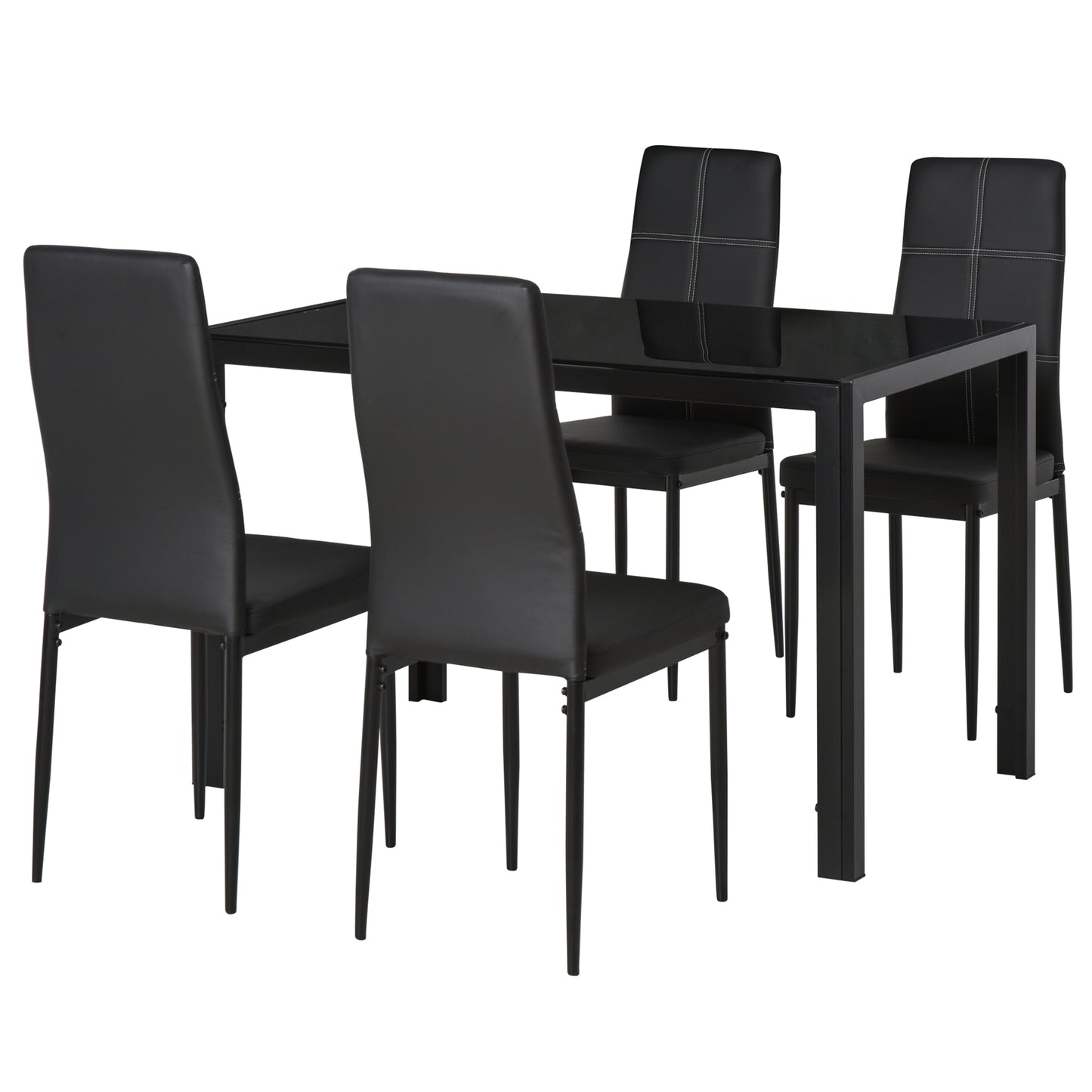 🖤 Conjunto de Comedor CRISTALIA 120 cm – Mesa Cristal + 4 Sillas