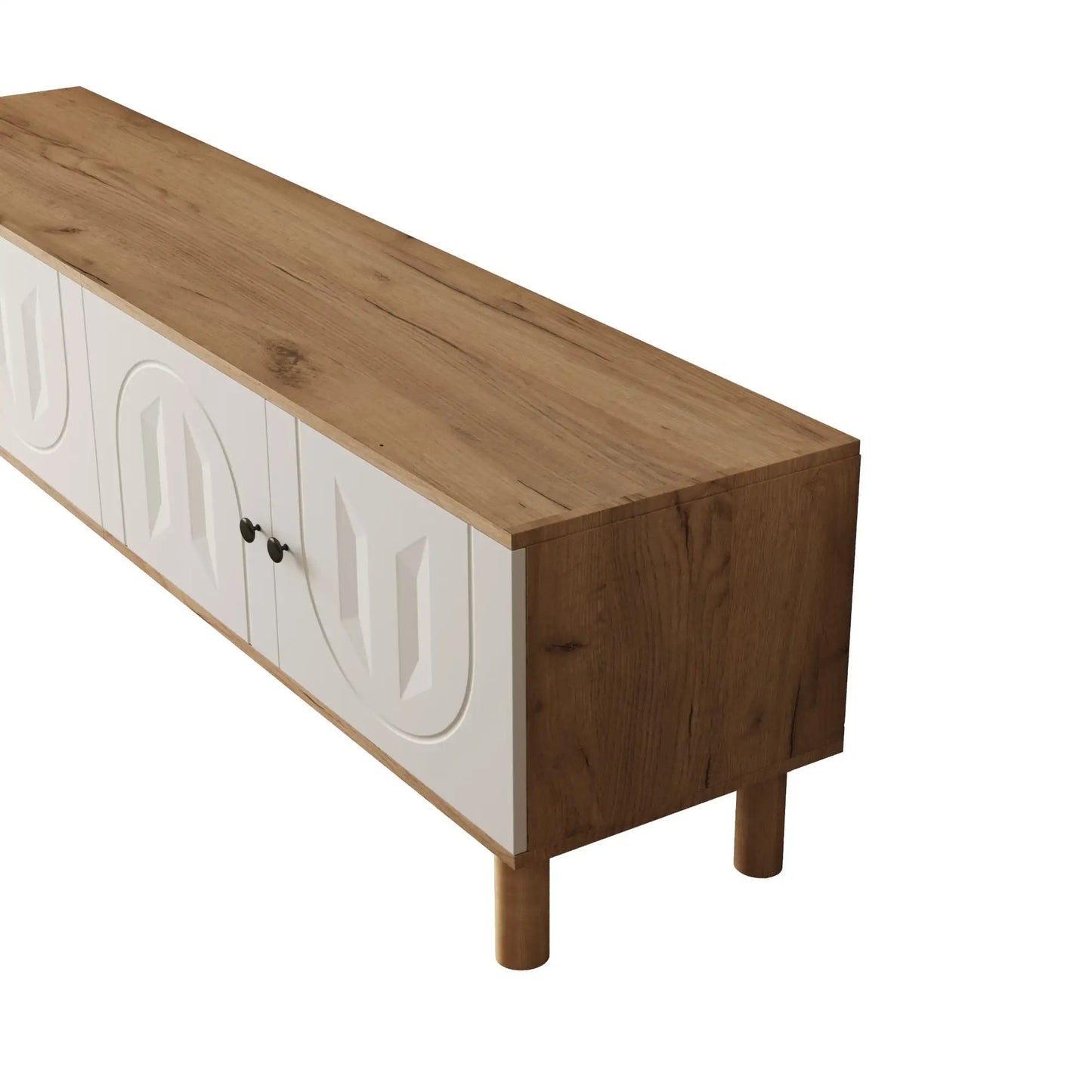 🏠 COMPOSICIÓN DE SALÓN “NATURA 3” – MUEBLE TV 170 CM + MUEBLE ALTO + ESTANTE DE PARED · BLANCO Y MADERA NATURAL