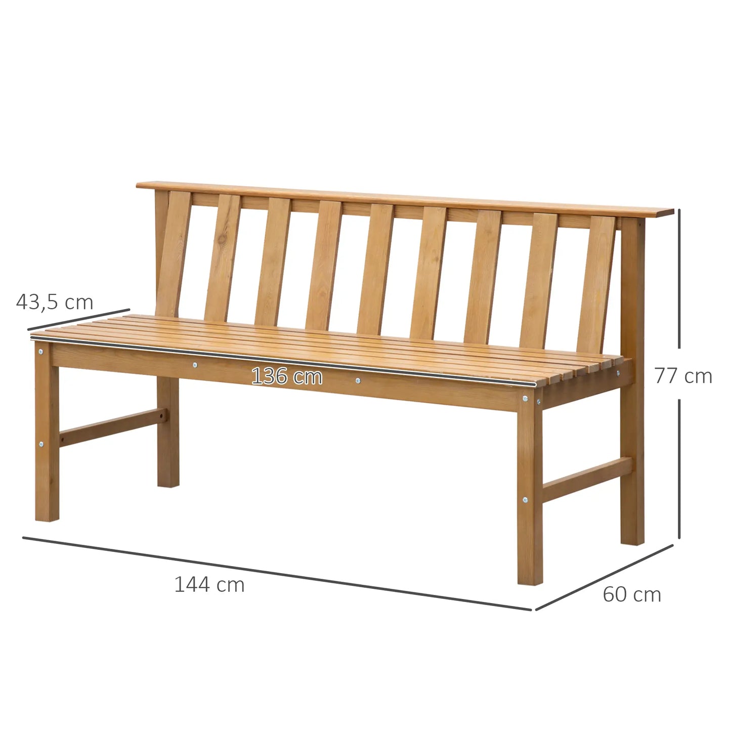 🌿 Banco de Jardín RUSTIC PLUS 3 Plazas