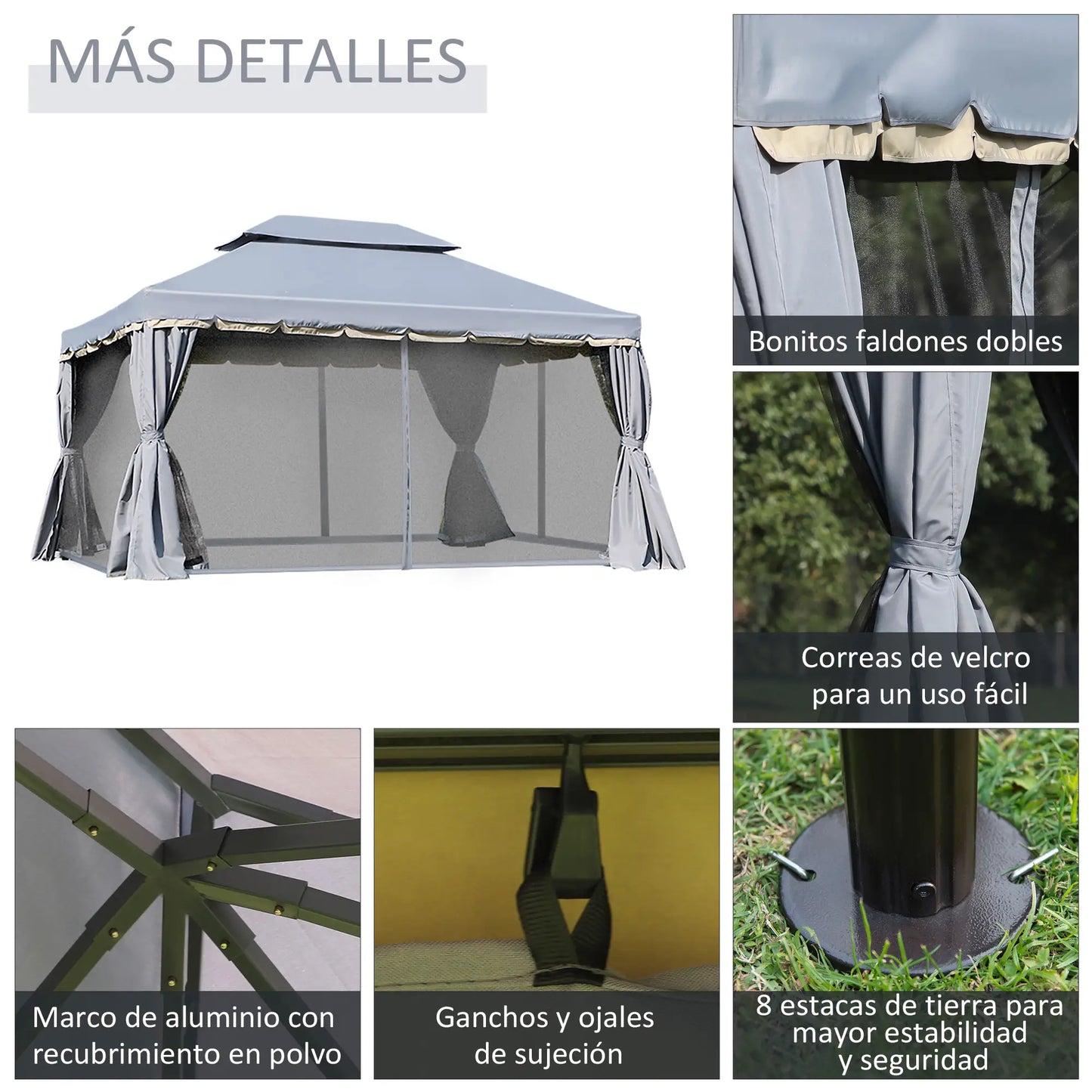 🌿 CENADOR DE JARDÍN “VENTURIX” 4x3m – DOBLE TECHO Y DISEÑO MODERNO