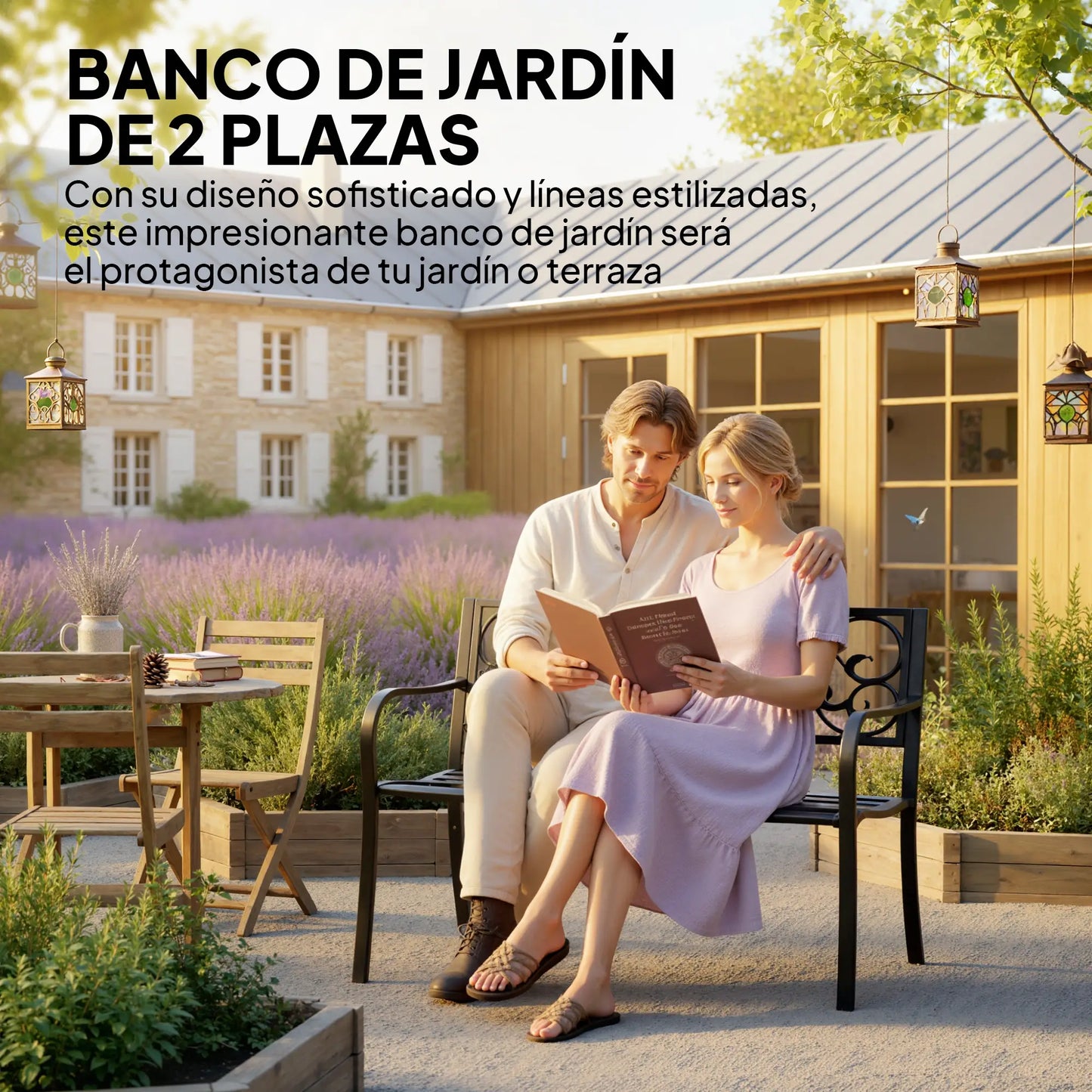 🌿 Banco de Jardín CLASSIC STEEL 2 Plazas