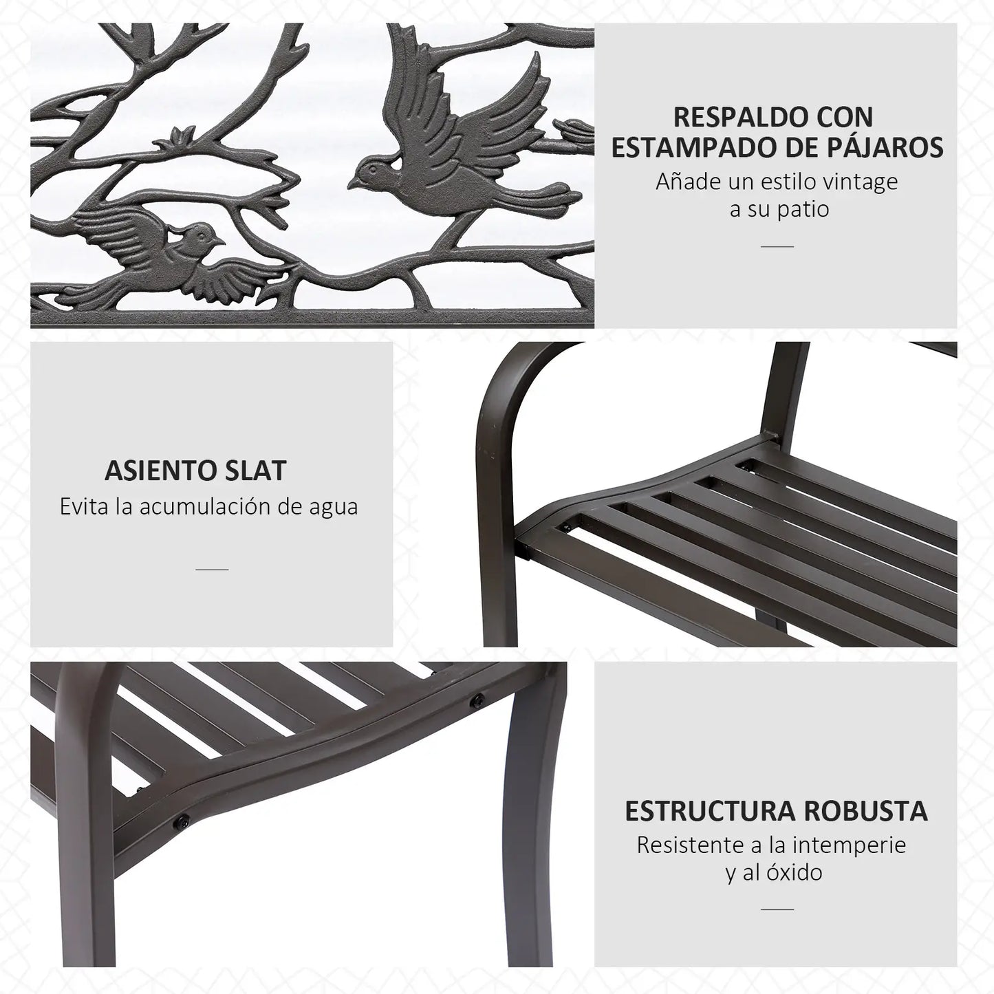 🌿 Banco de Jardín Modelo Bird Garden 2 Plazas Acero Diseño Decorativo