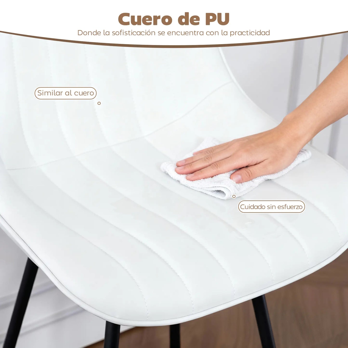 🪑 Juego de 2 Taburetes de Bar Giratorios 360° con Respaldo y Reposapiés – Tapizados en Cuero Sintético Blanco o Negro