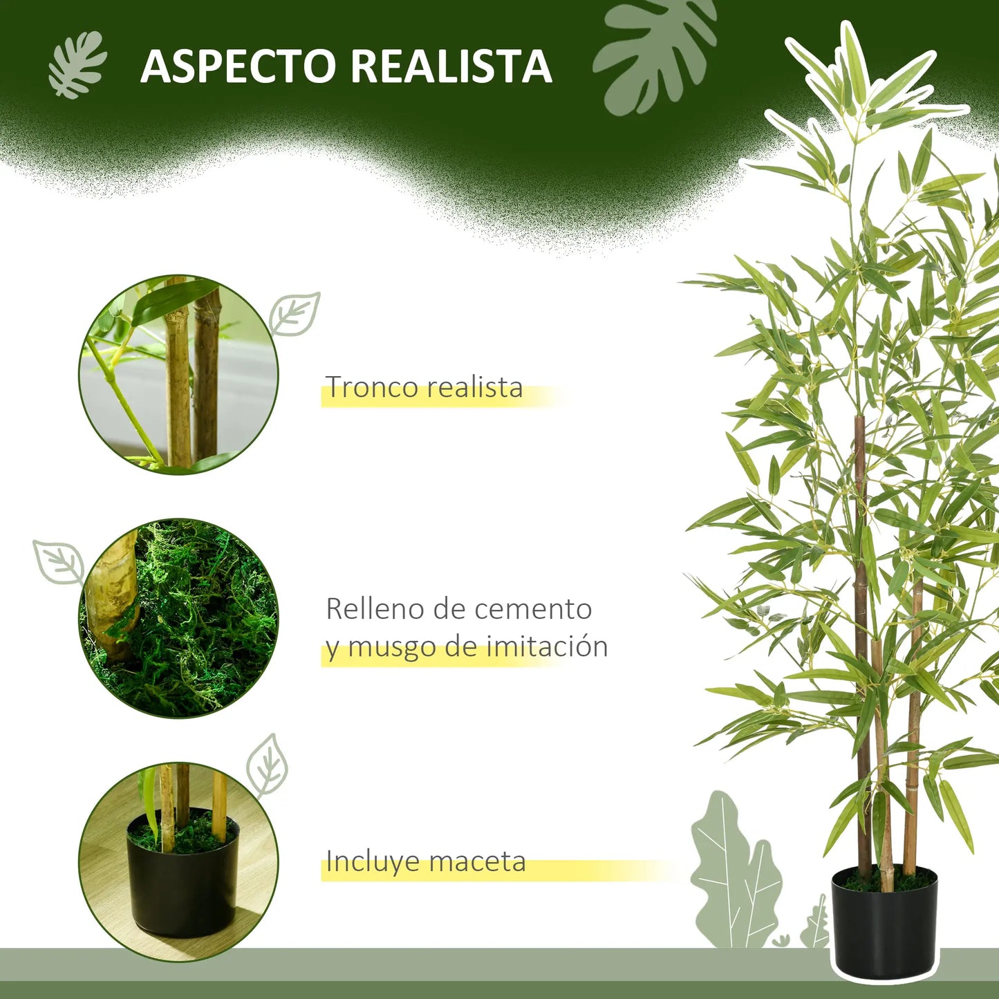 🎋 SET DE 2 PLANTAS ARTIFICIALES DE BAMBÚ 120 CM – REALISMO Y ELEGANCIA PARA TU HOGAR