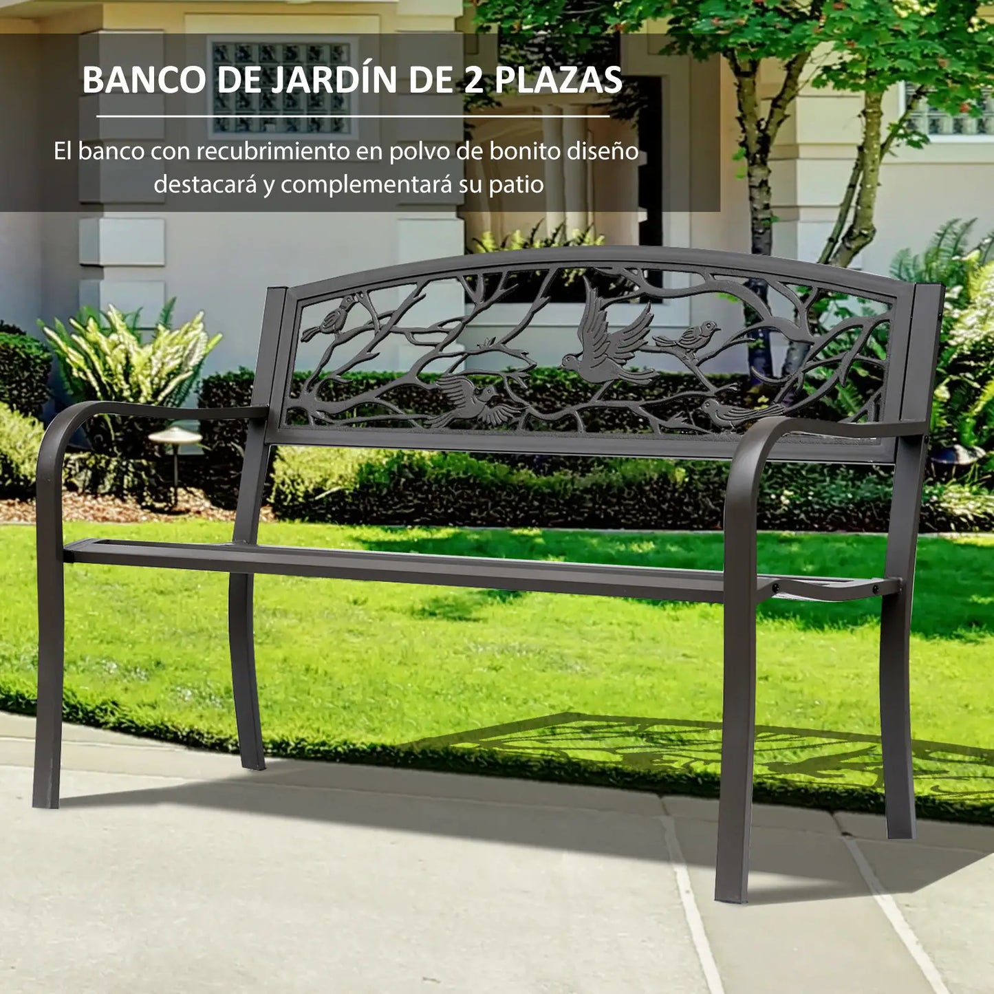 🌿 Banco de Jardín Modelo Bird Garden 2 Plazas Acero Diseño Decorativo
