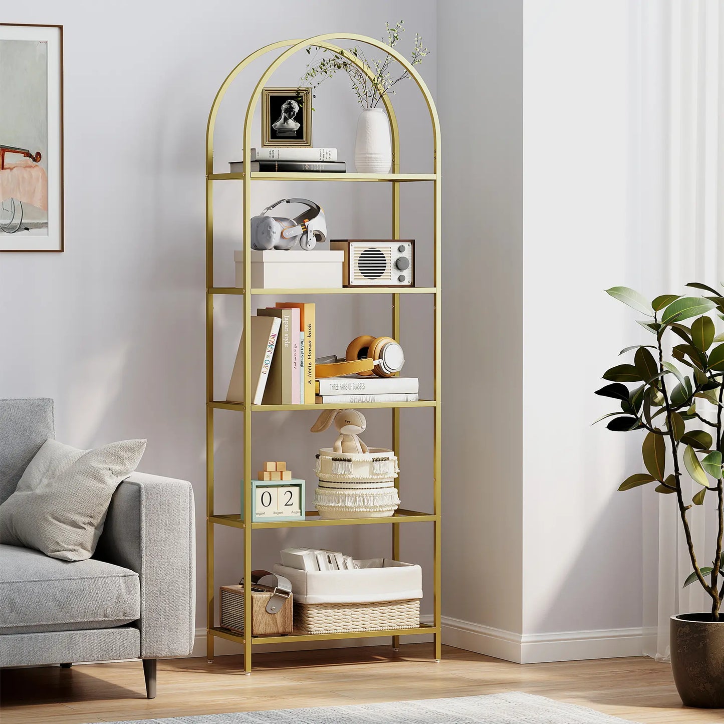 ✨ Librería Modelo AUREA – Elegancia en Cristal y Dorado