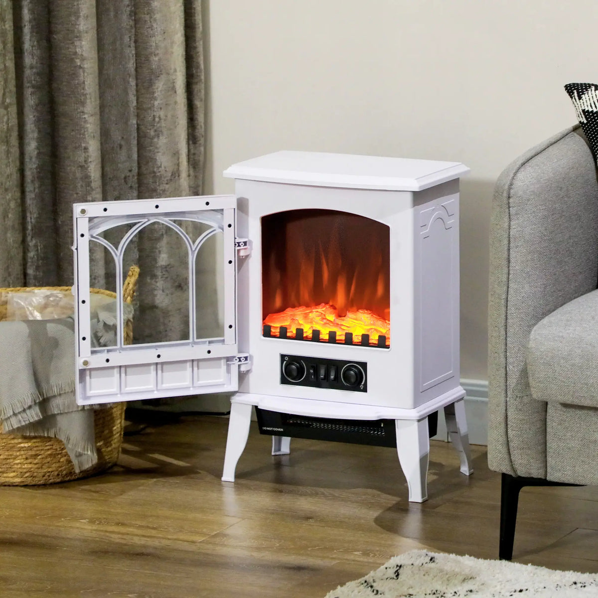 🔥 CHIMENEA ELÉCTRICA WHITE COZY 2000 – BLANCA DE PIE CON LLAMA LED Y CALEFACCIÓN REGULABLE