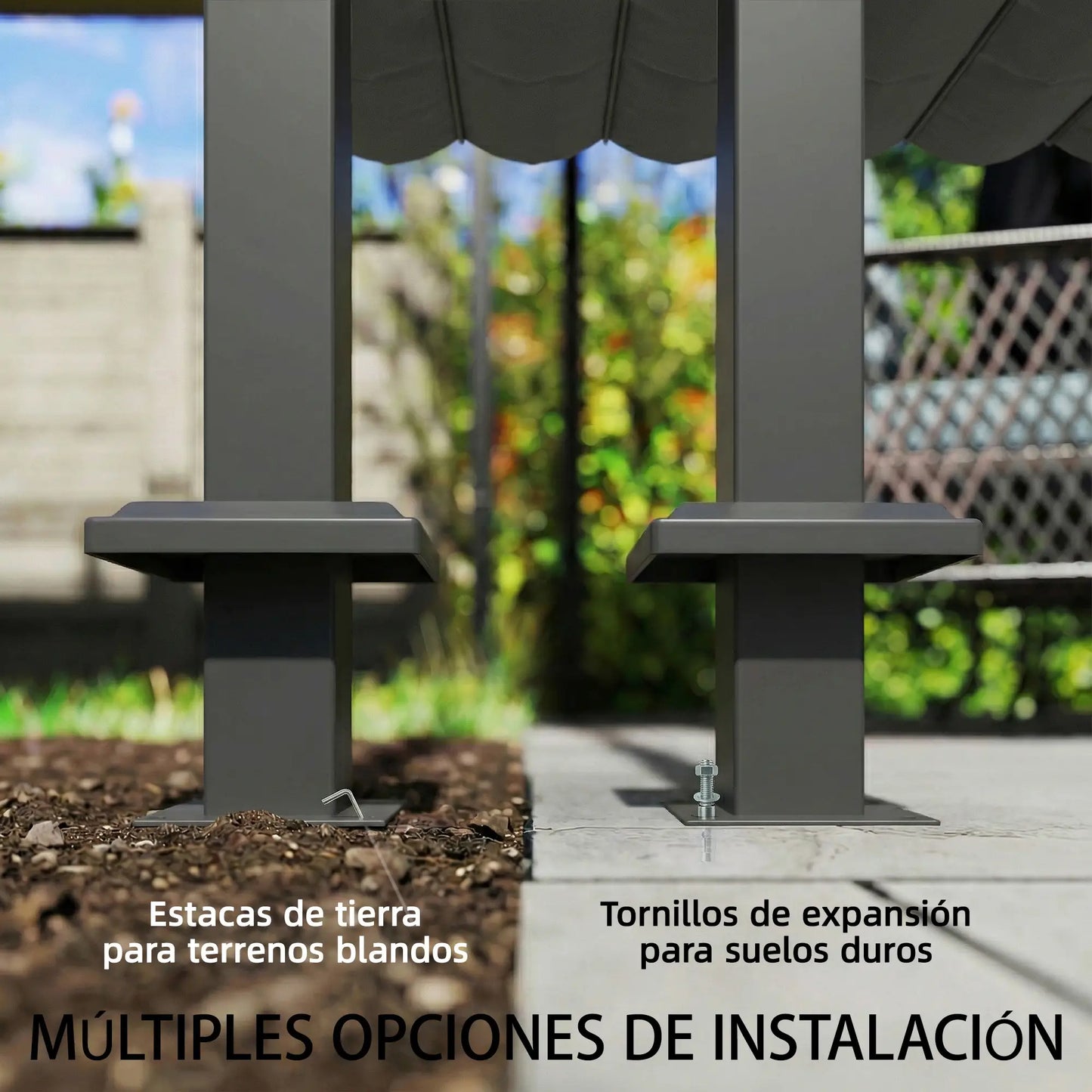 🌿 PÉRGOLA DE PARED “URBANOVA” 3x3m – TECHO RETRÁCTIL Y DISEÑO MODERNO