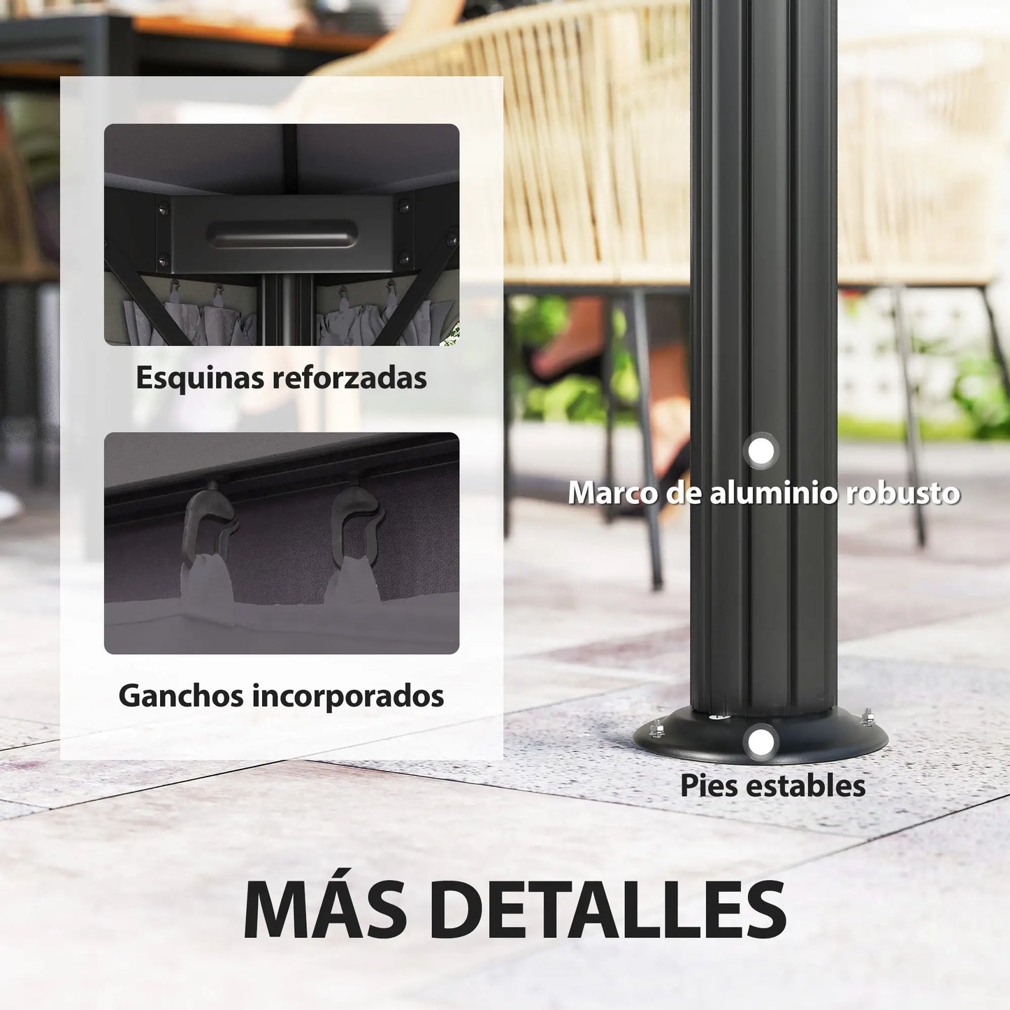 🌿 CENADOR DE JARDÍN “BRISALUX” 4x3m – DOBLE TECHO, CORTINAS Y MOSQUITERA