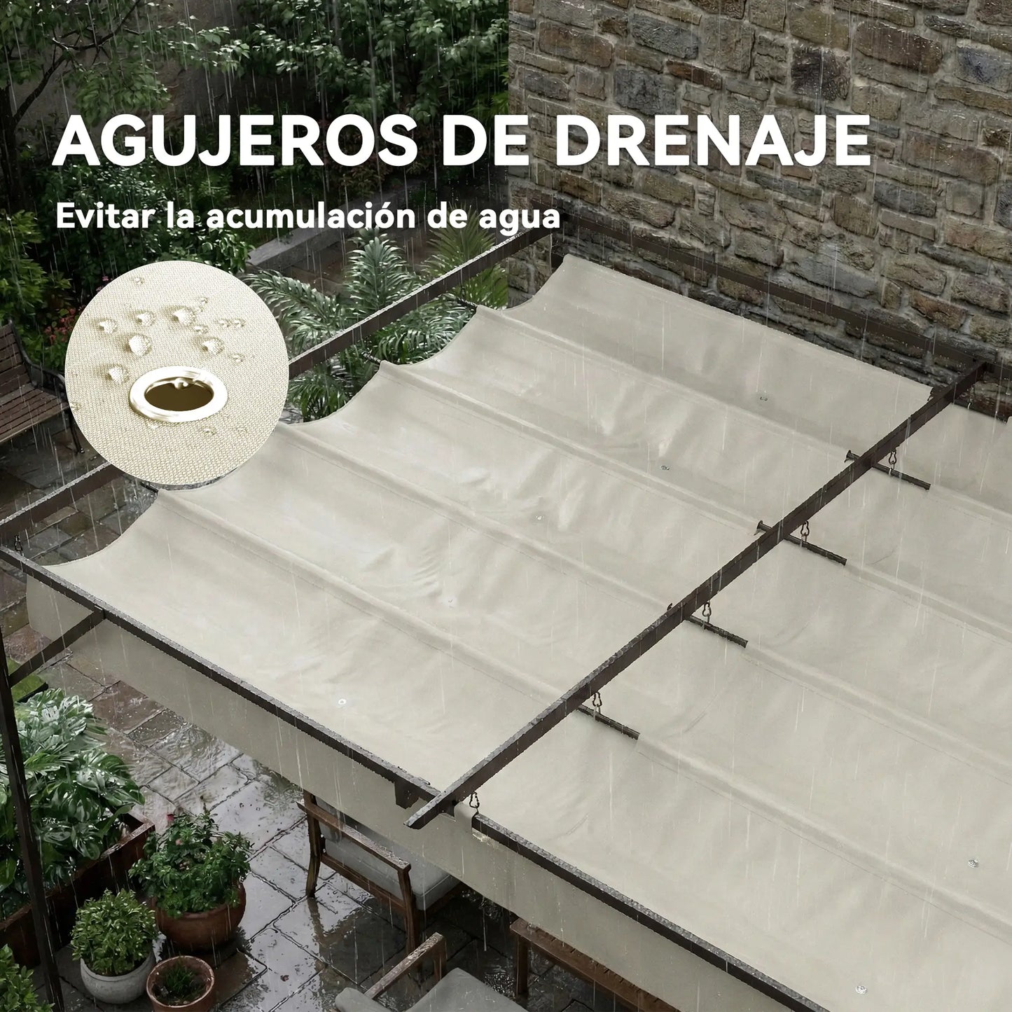 🌿 PÉRGOLA DE PARED “SOLARISSA” 4x3m – TECHO RETRÁCTIL Y PROTECCIÓN UV