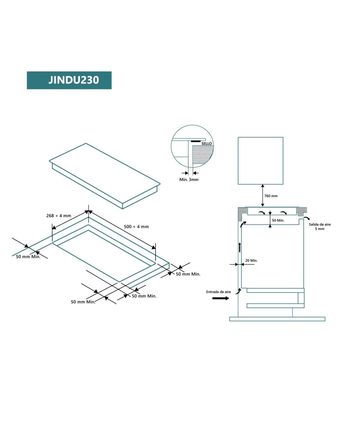 🔥 Placa de Inducción Johnson JINDU230 Cristal Negro – 30 cm con 2 Zonas y Booster