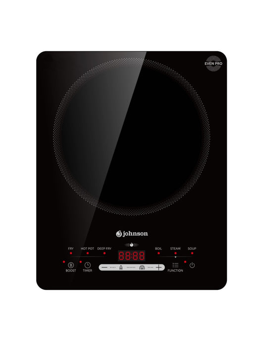 🔥 Placa de Inducción Portátil Johnson JINDU1FREE Cristal Negro – 28 cm con Booster