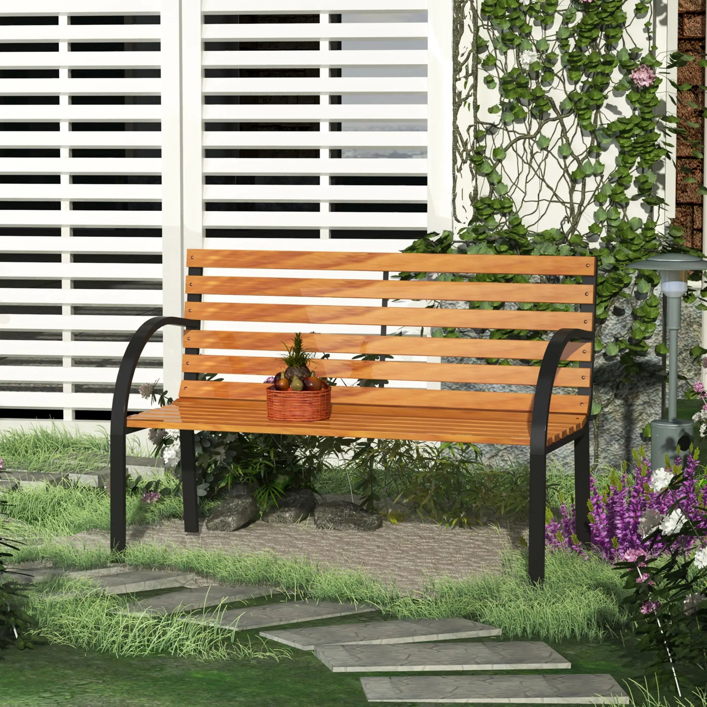 🌿 Banco de Jardín Modelo Wood Steel Balance 2 Plazas Madera y Acero