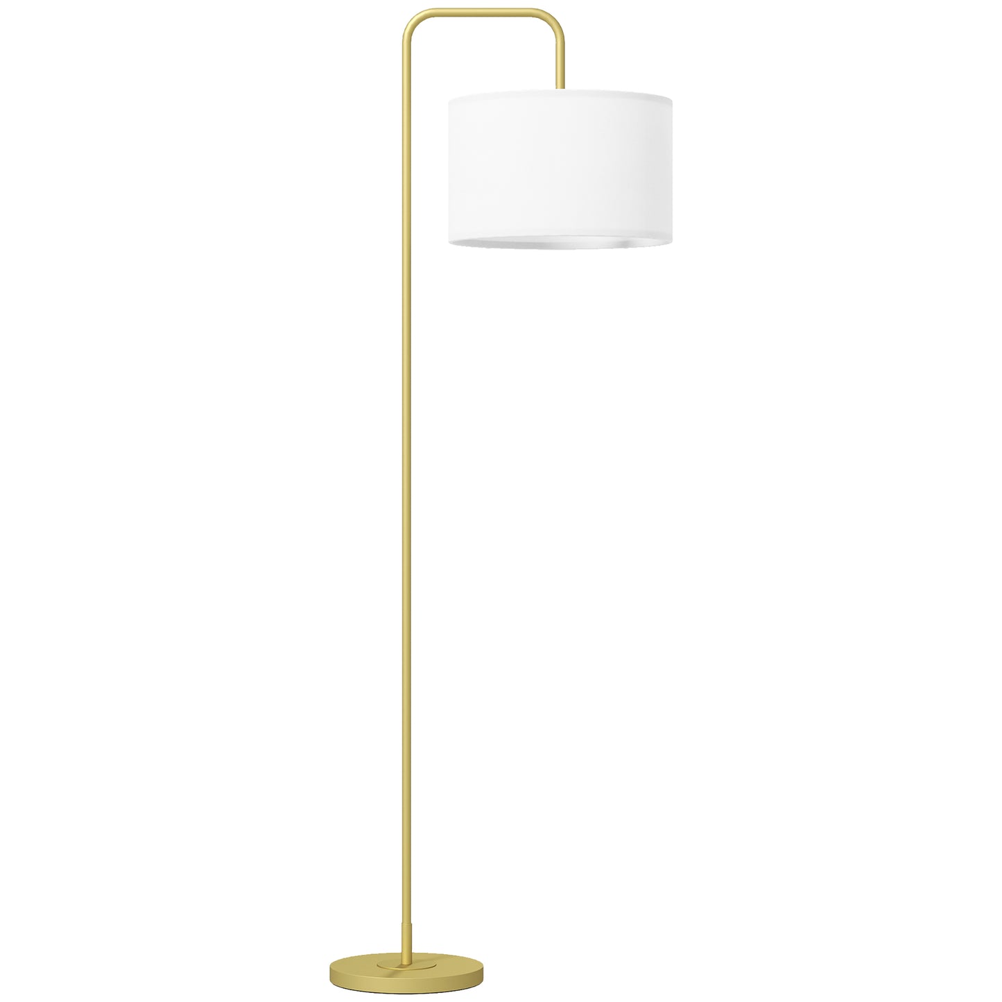 💡 Lámpara de Pie Moderna con Pantalla de Lino Sintético – Diseño Curvo Blanco y Dorado para Salón, Dormitorio y Oficina