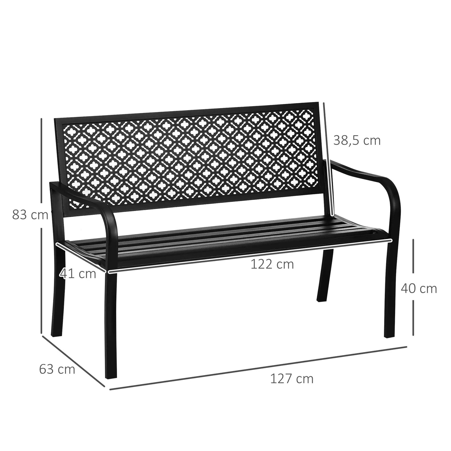 🌿 Banco de Jardín Modelo Forge Elegance 2 Plazas Acero Negro Forja