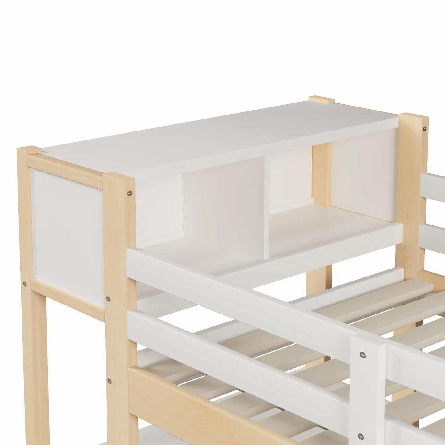 🛏️ CAMA ALTA INFANTIL 90x200 CM CON ESCRITORIO, ARMARIO Y ESTANTERÍAS – BLANCO O COLOR NATURAL