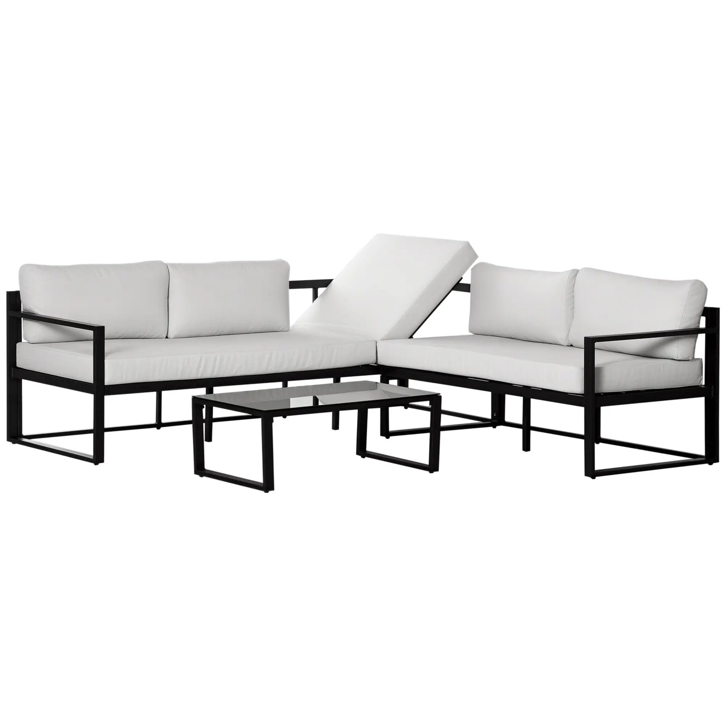 🌿 CONJUNTO DE JARDÍN 5 PLAZAS BARATO “LUXORIS” – SOFÁ EXTERIOR EN L + MESA