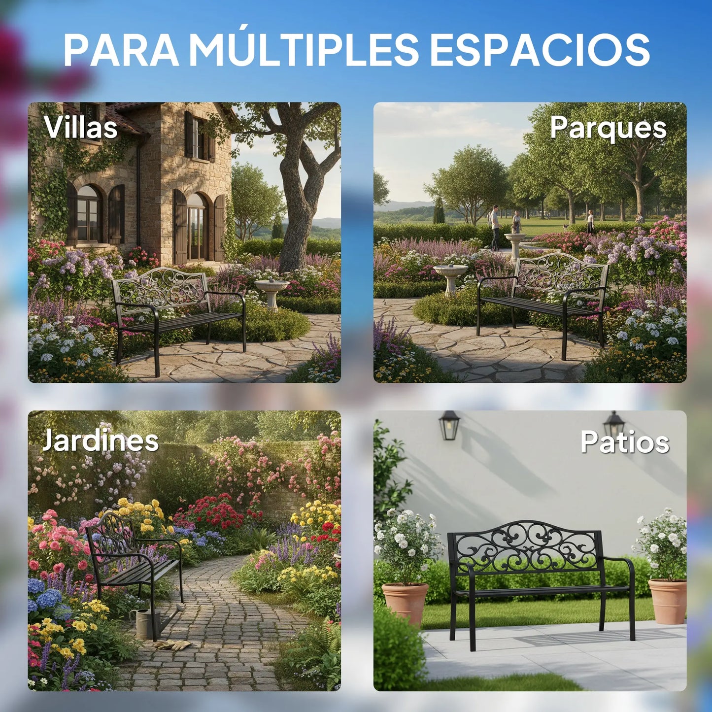 🌿 Banco de Jardín CLASSIC STEEL 2 Plazas