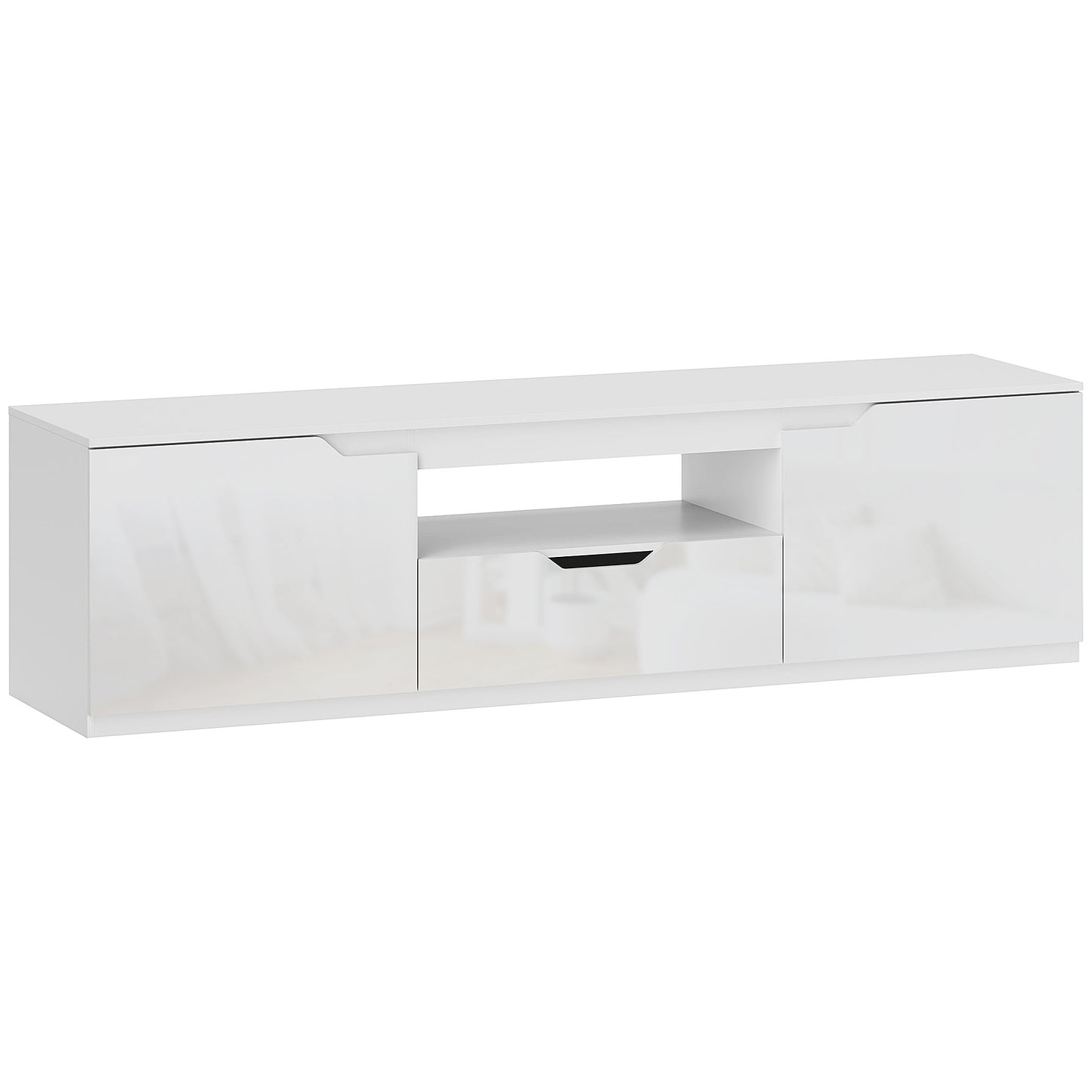📺 MUEBLE TV “GLOSS 160” – ALTO BRILLO · 2 PUERTAS + CAJÓN + HUECO ABIERTO · HASTA 65"